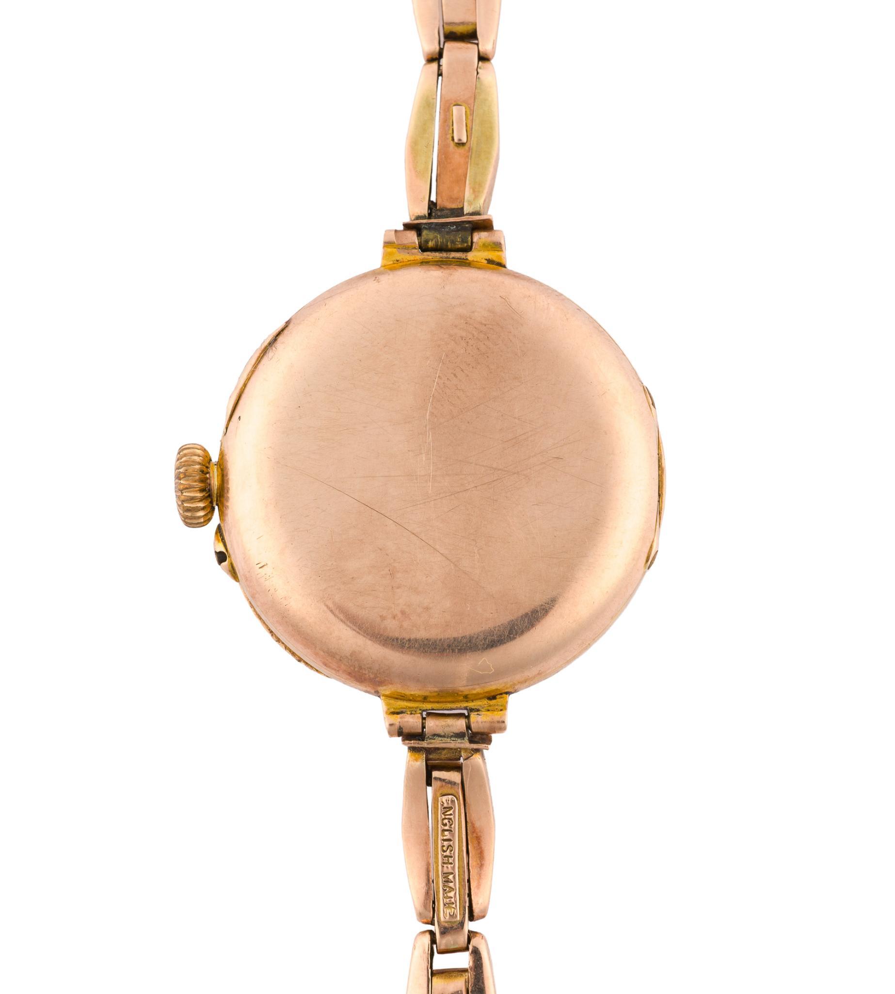 9K Rose Gold Antique Swiss Wrist Watch
