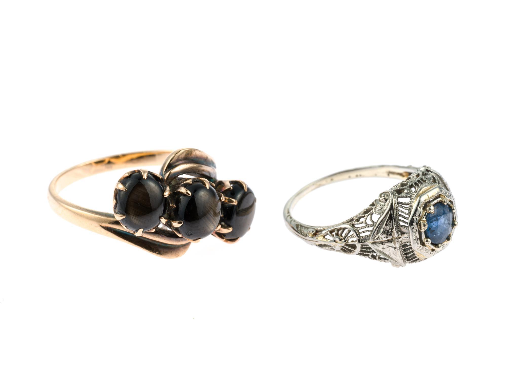 Two Vintage and Antique Gold Gemstone Rings