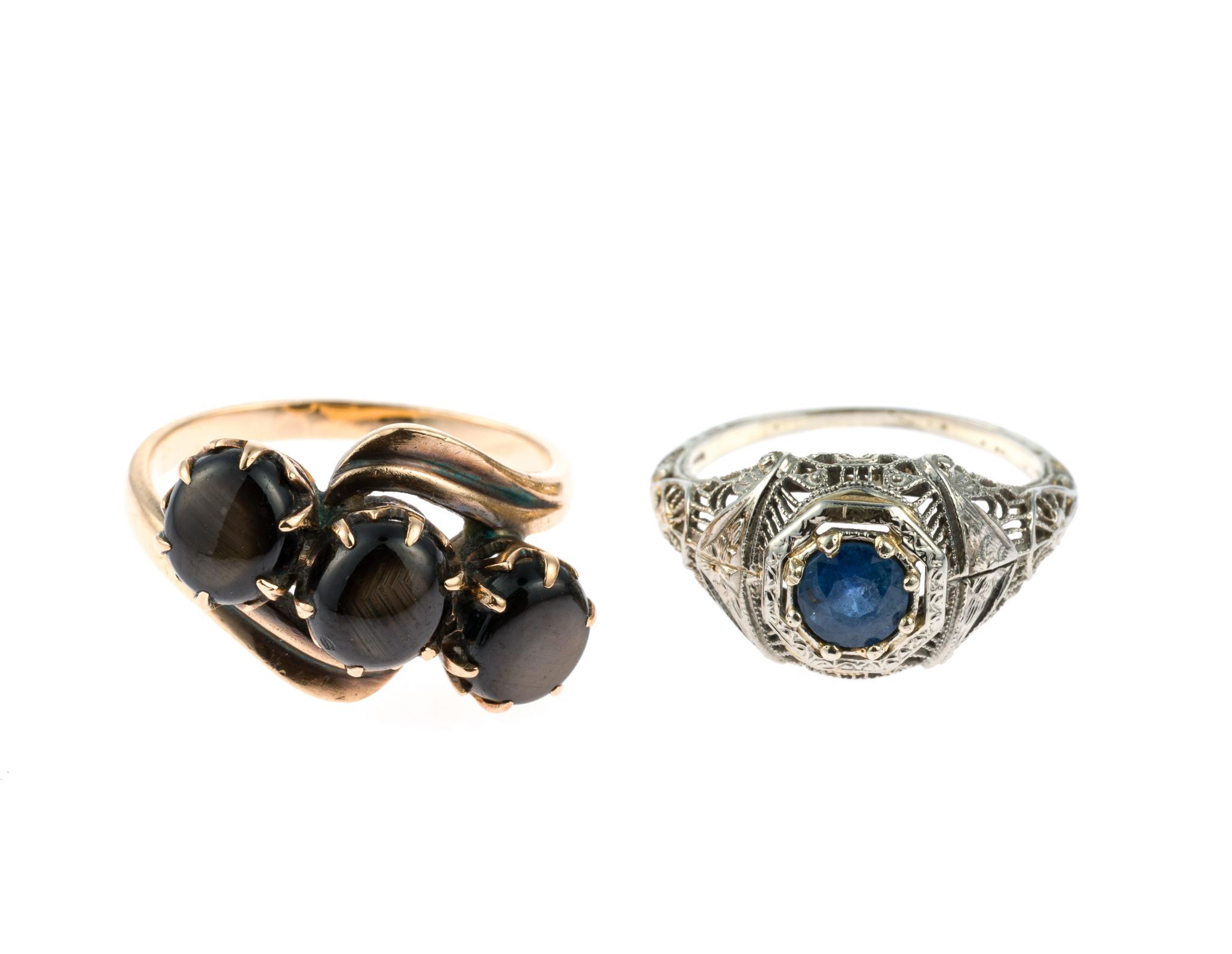 Two Vintage and Antique Gold Gemstone Rings