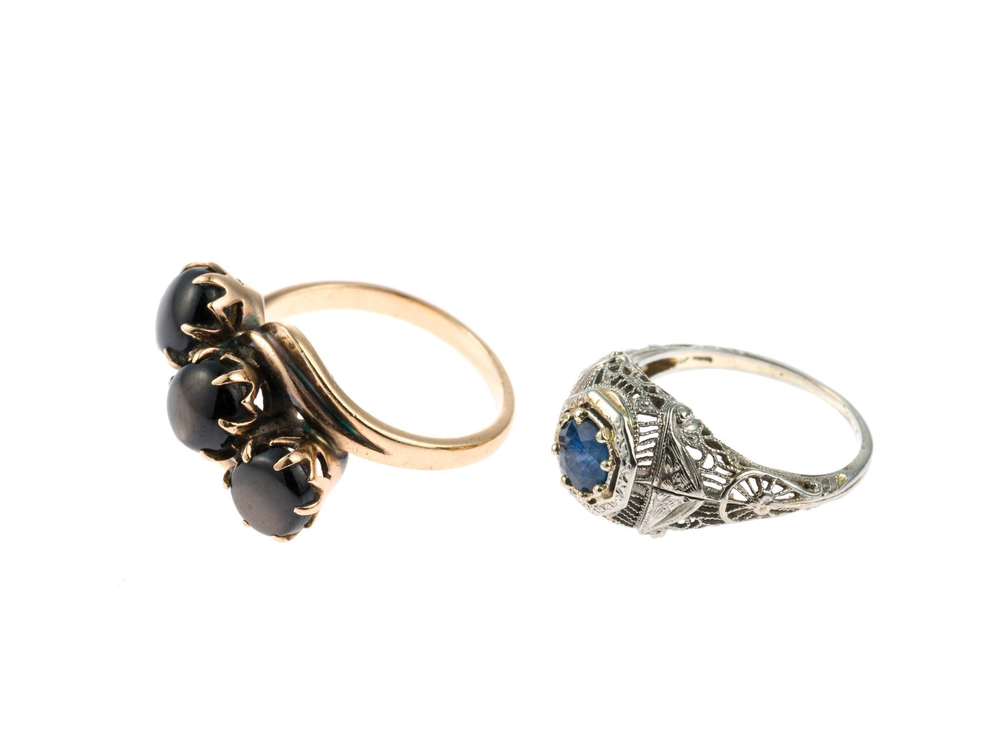 Two Vintage and Antique Gold Gemstone Rings