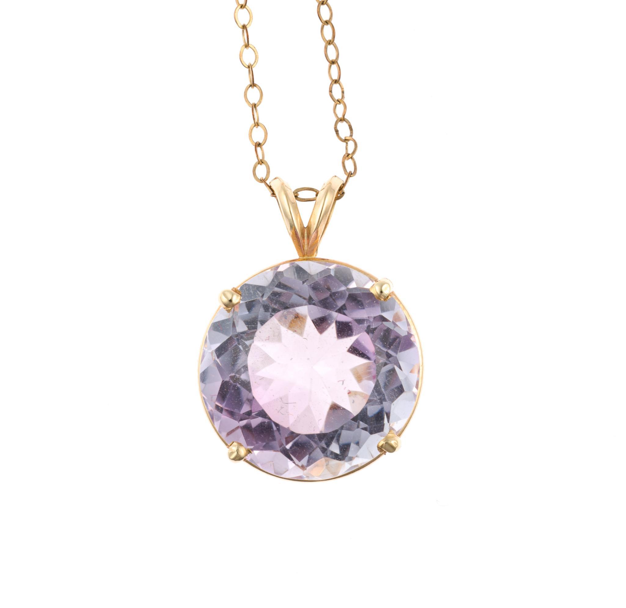 14K Gold 17.75 Ct Kunzite Pendant Necklace
