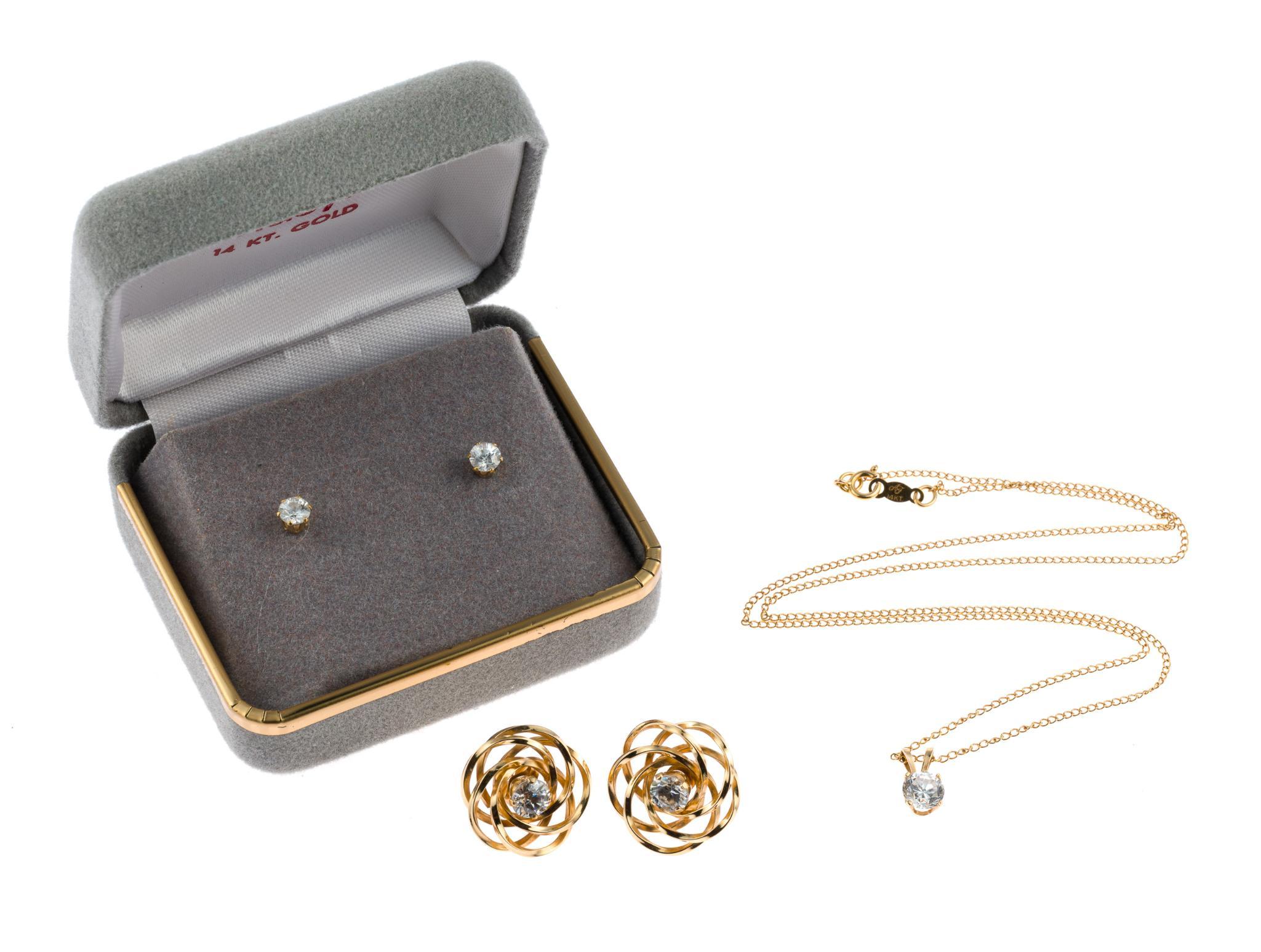3 14K Gold and CZ Jewelry