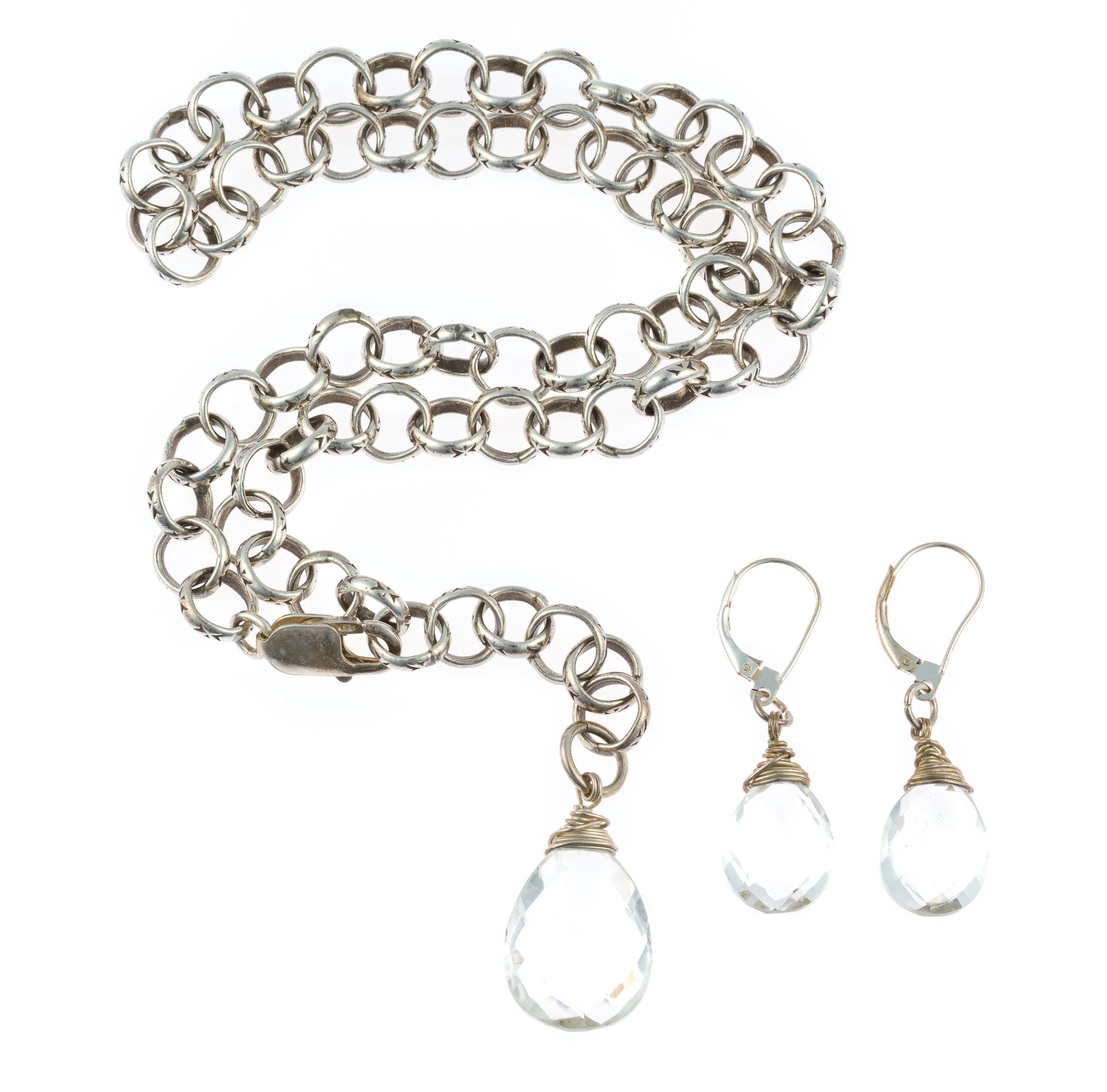 Sterling Silver and Quartz Necklace and Earrings Set