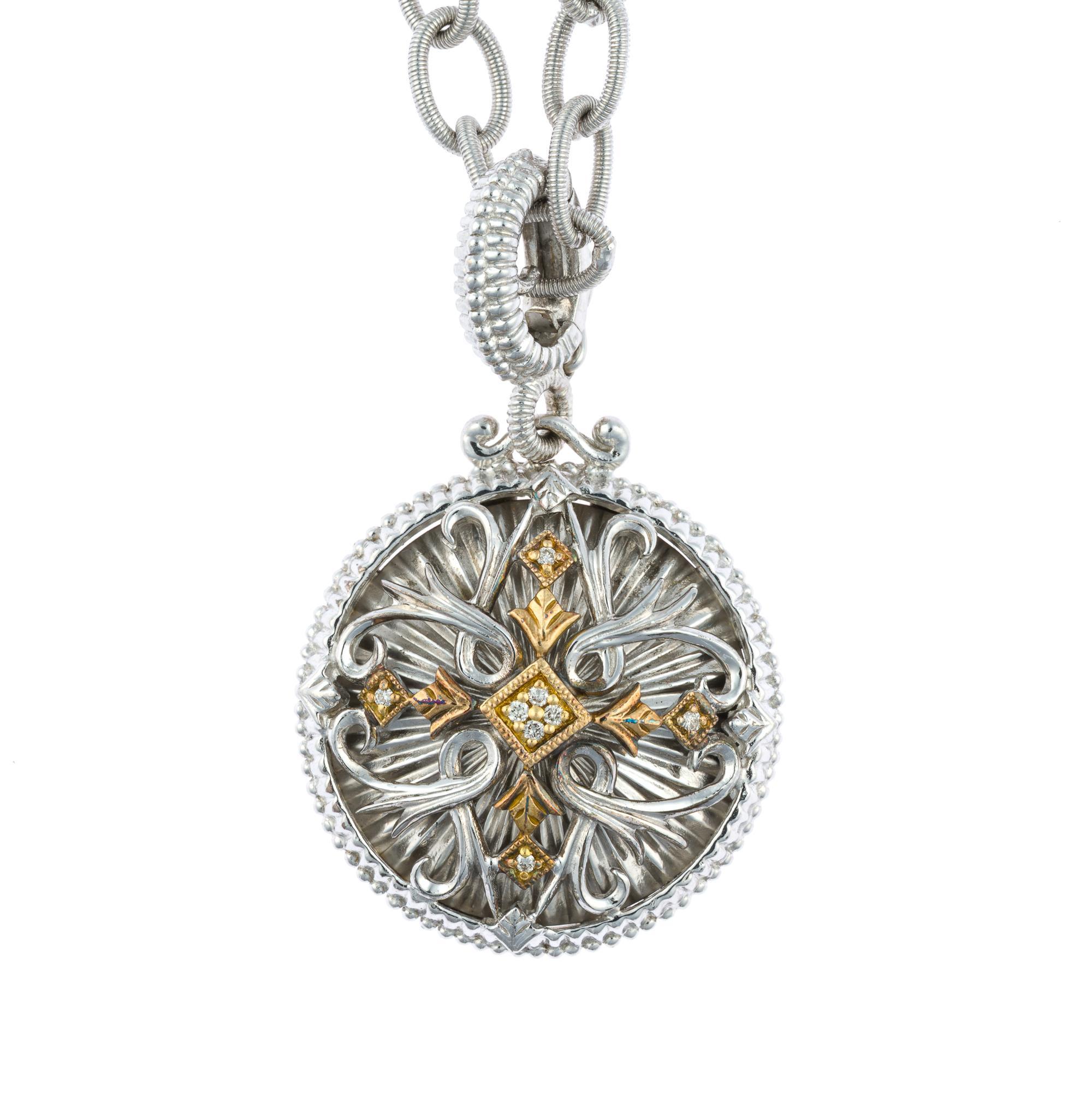 Gabriel & Co. 18K Gold, Sterling Silver, and Steel Necklace By
