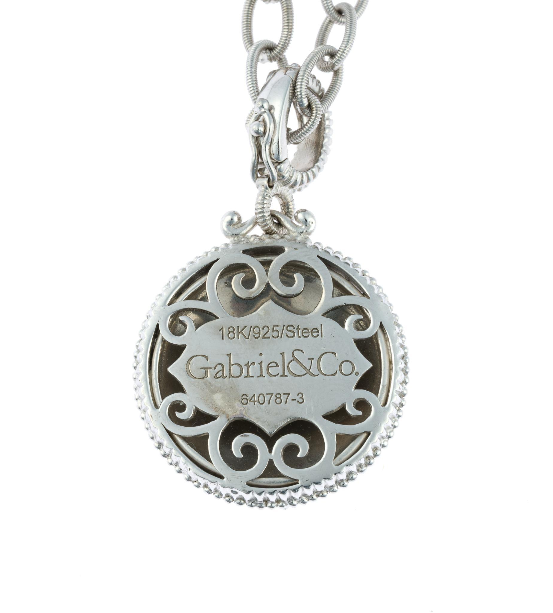 Gabriel & Co. 18K Gold, Sterling Silver, and Steel Necklace By
