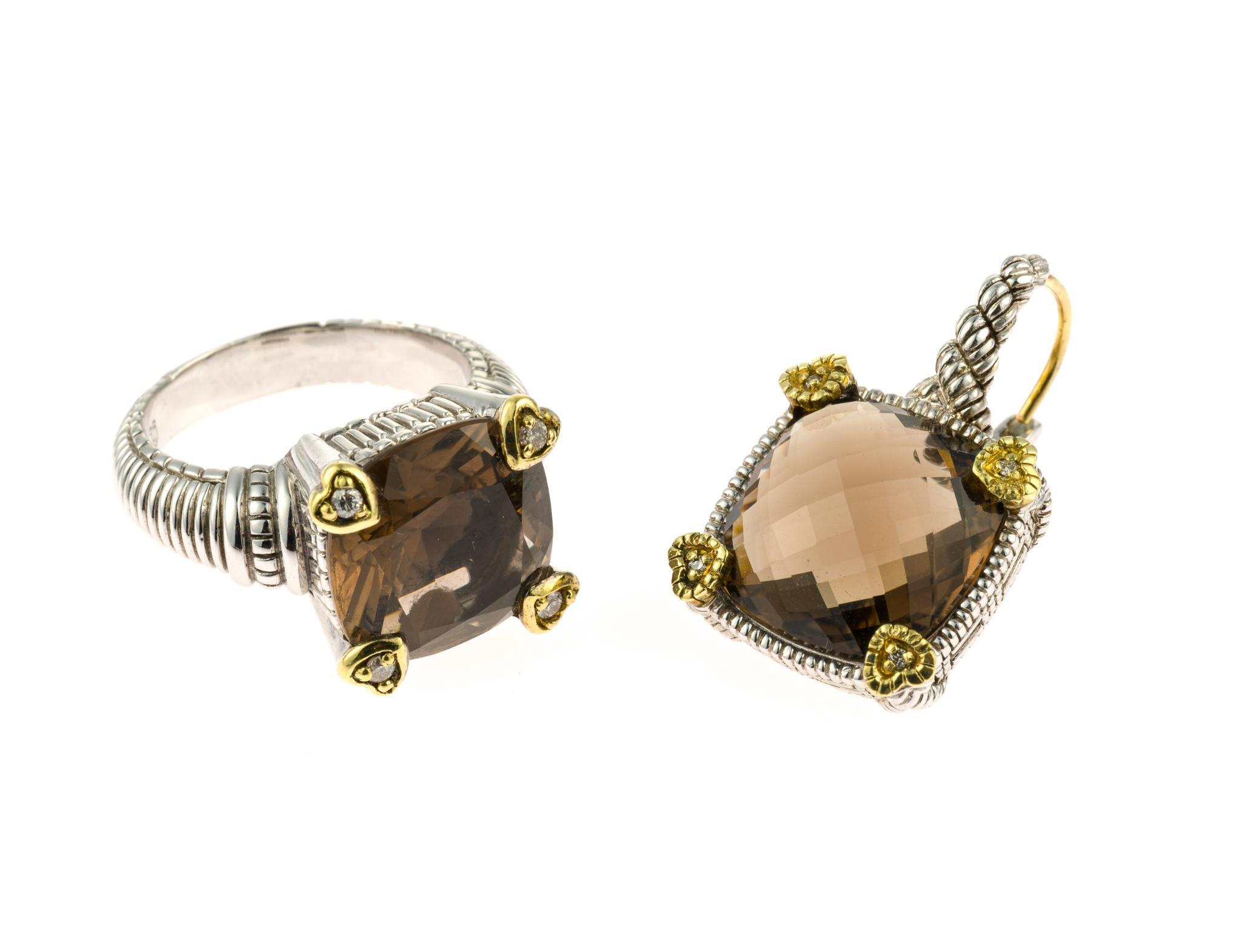 Judith Ripka 18K and Sterling Silver Ring and Pendant
