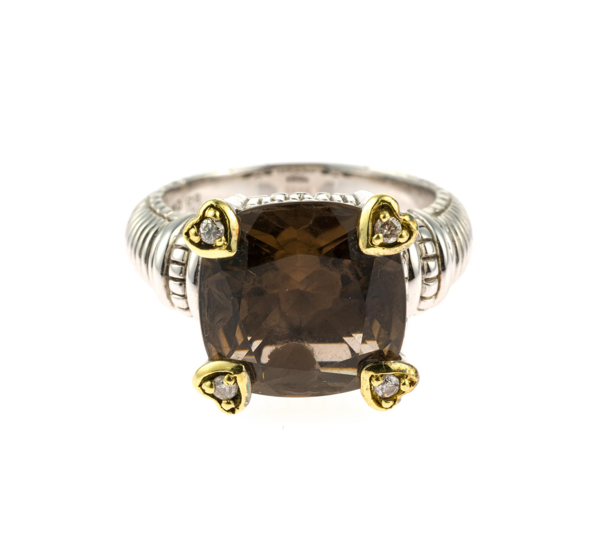 Judith Ripka 18K and Sterling Silver Ring and Pendant
