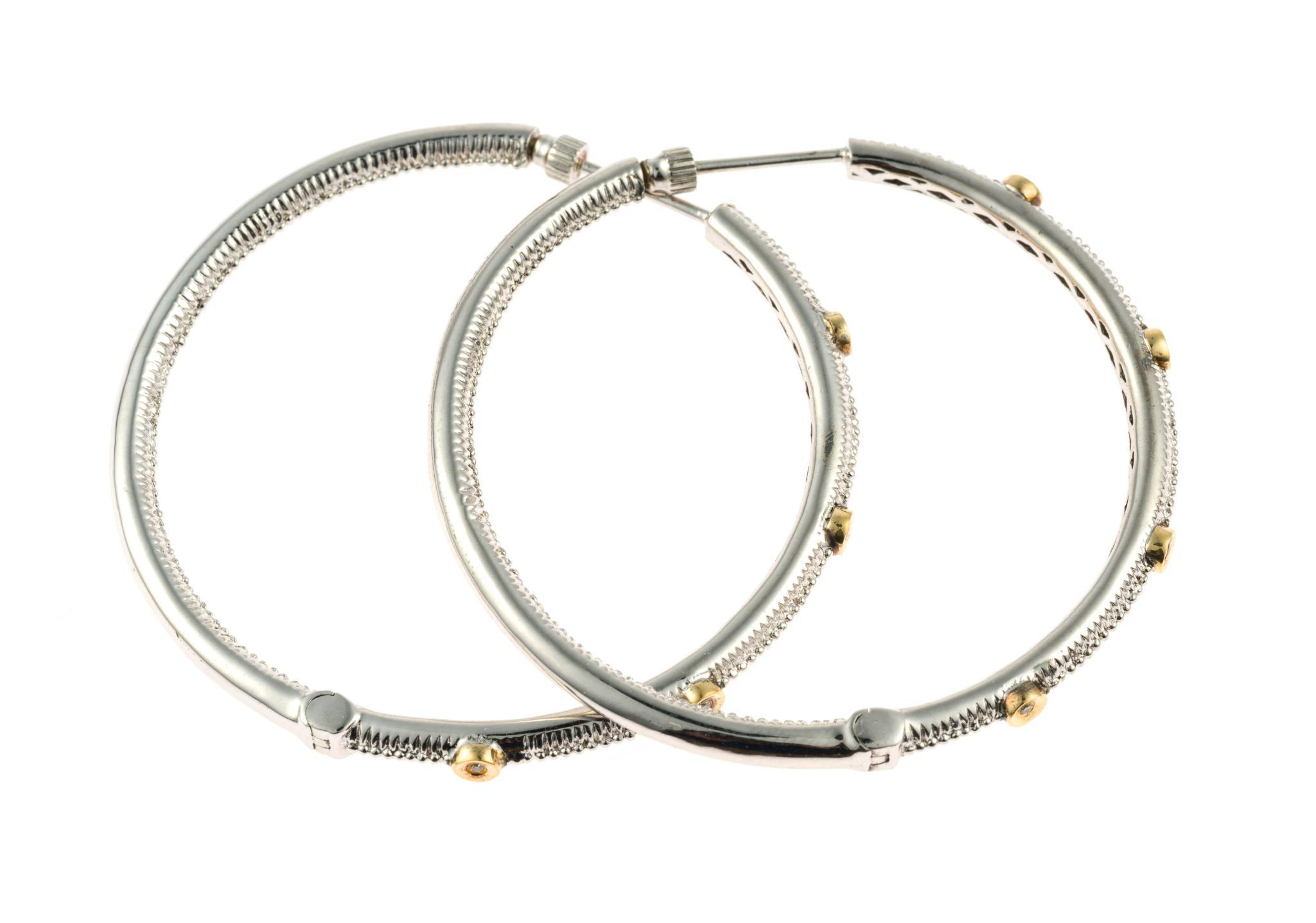 Gabriel & Co. Sterling Silver and 18K Gold Hoop Earrings