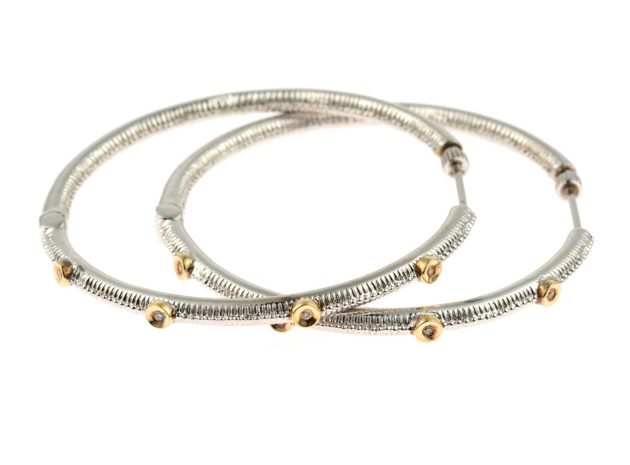 Gabriel & Co. Sterling Silver and 18K Gold Hoop Earrings
