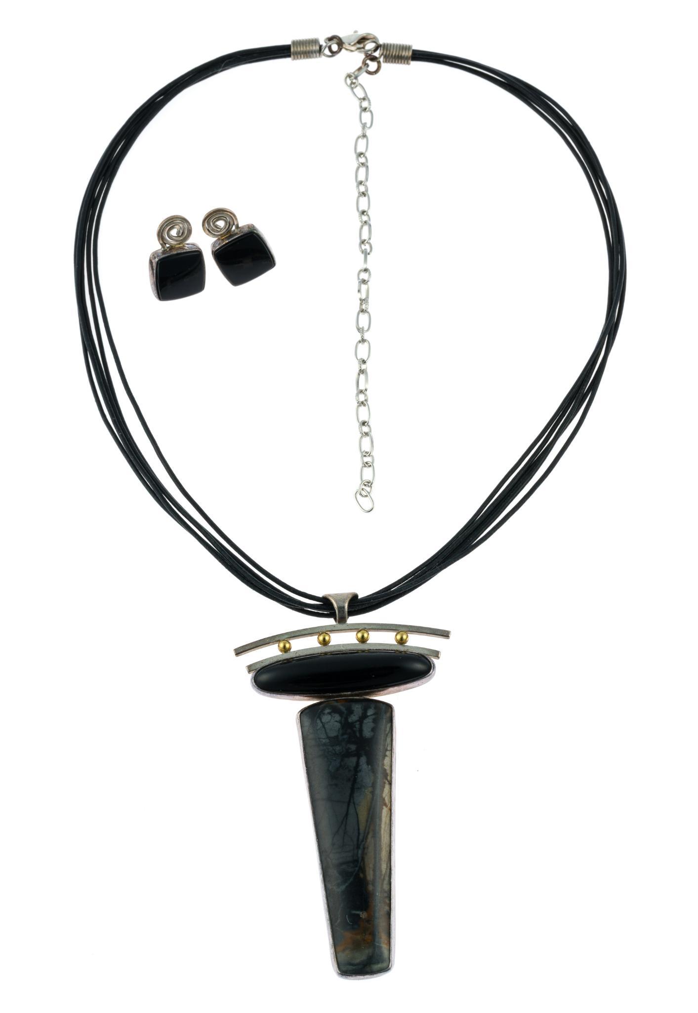 Deborah Close Sterling Silver and Gemstone Necklace and Earrings