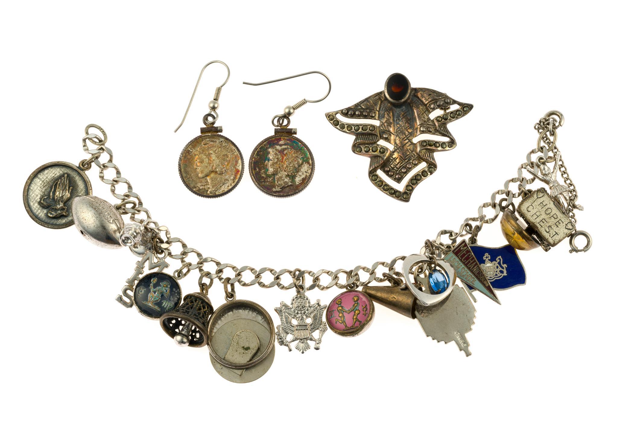 Sterling Silver Jewelry Incl. Charm Bracelet