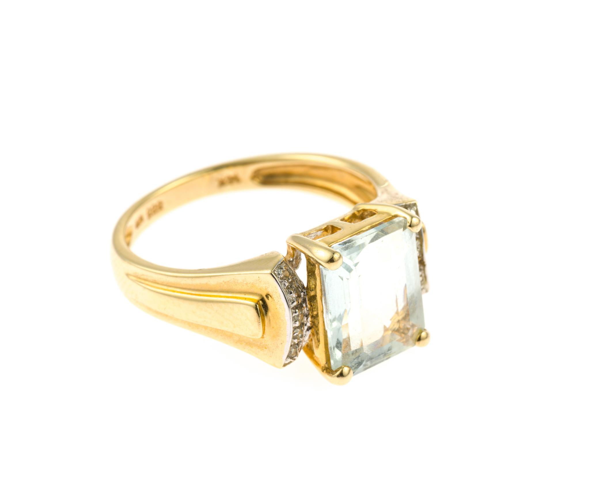 14K Gold and Aquamarine Ring and Earrings Set