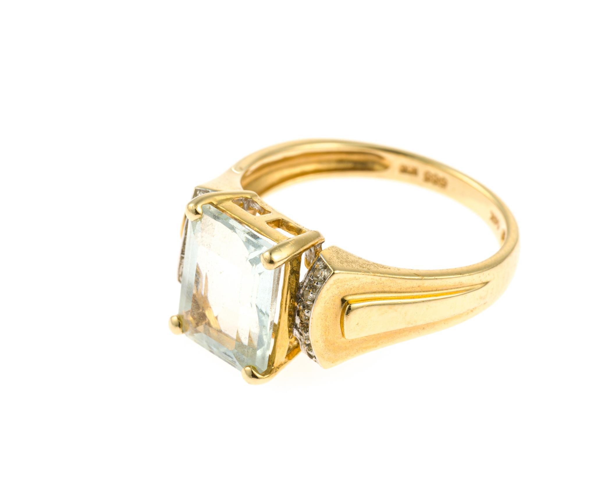 14K Gold and Aquamarine Ring and Earrings Set