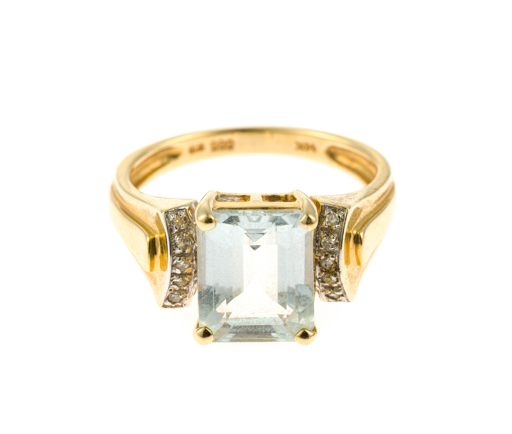 14K Gold and Aquamarine Ring and Earrings Set