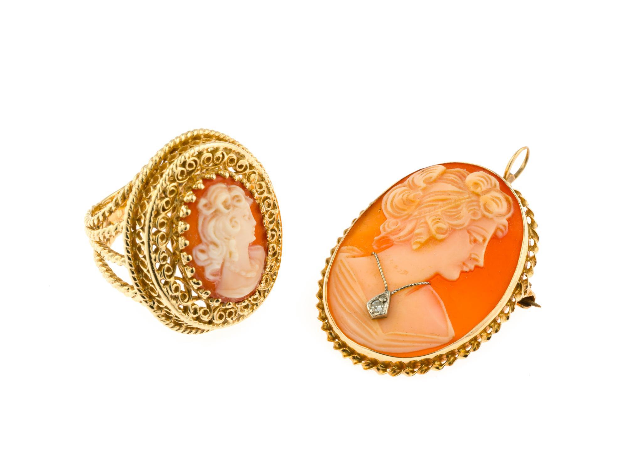 14K Gold Cameo Ring and Pendant