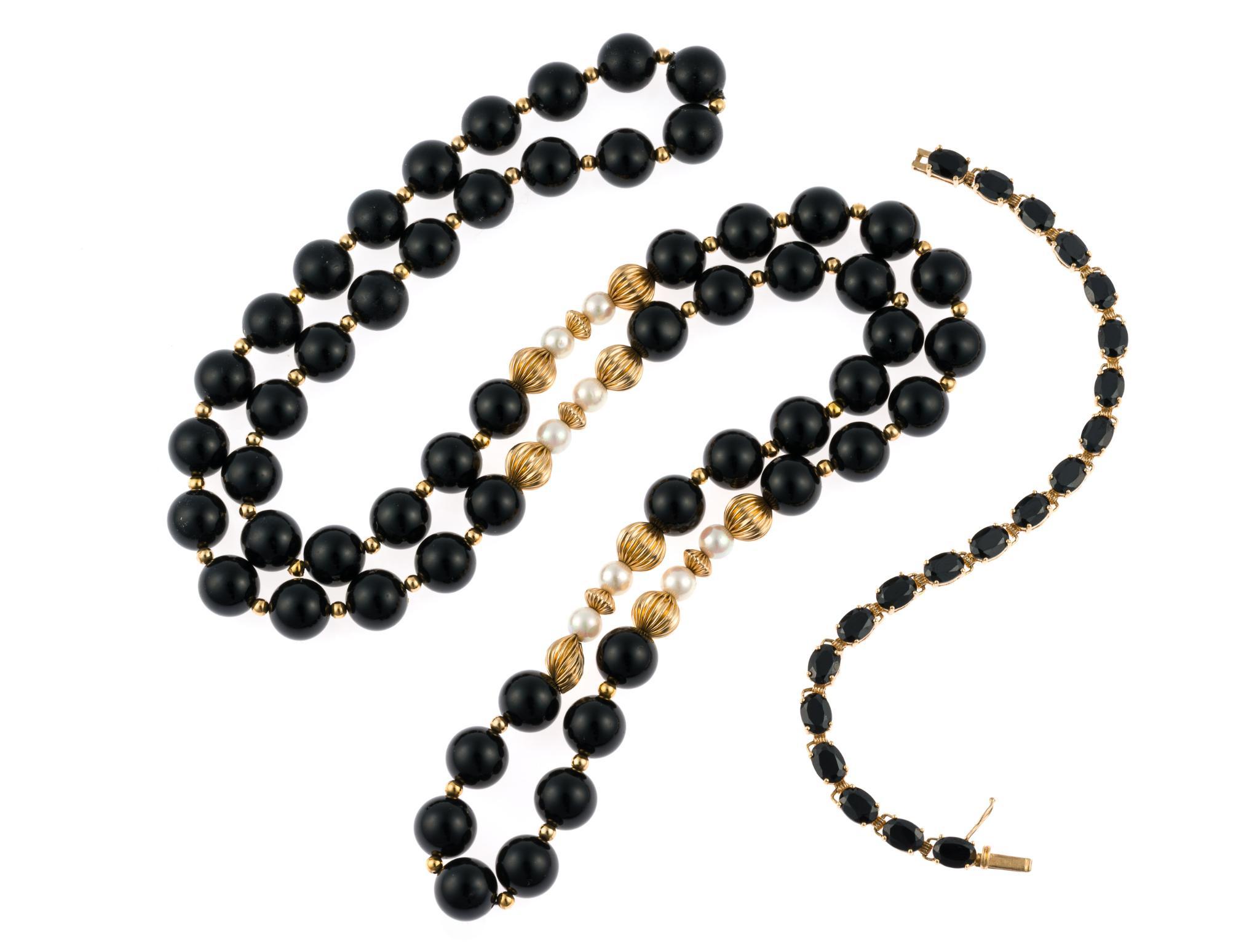 14K Gold and Onyx Bracelet and Necklace