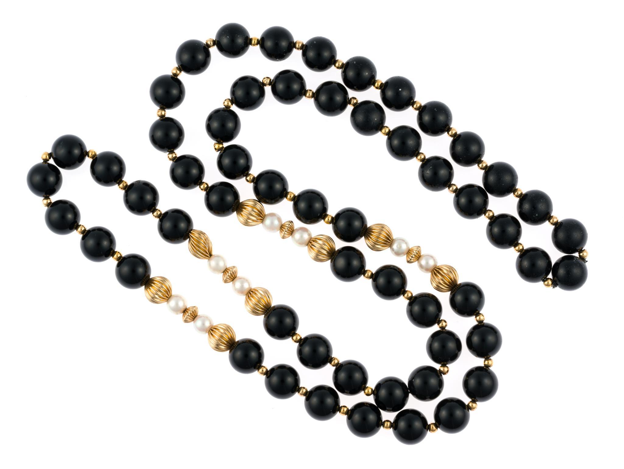 14K Gold and Onyx Bracelet and Necklace