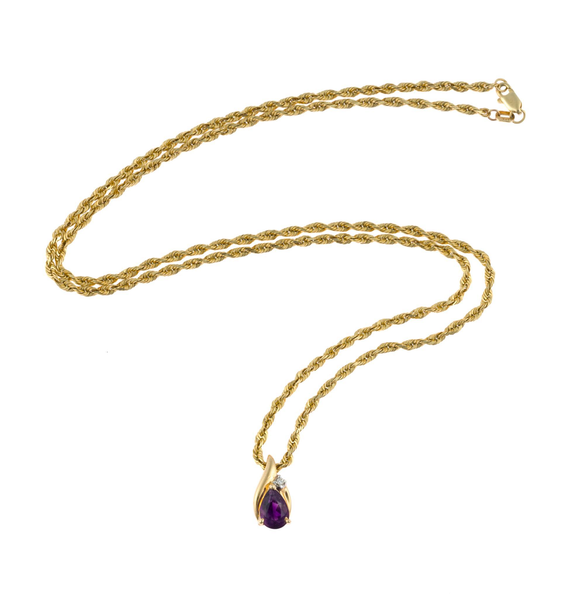 14K Gold and Amethyst Pendant Necklace