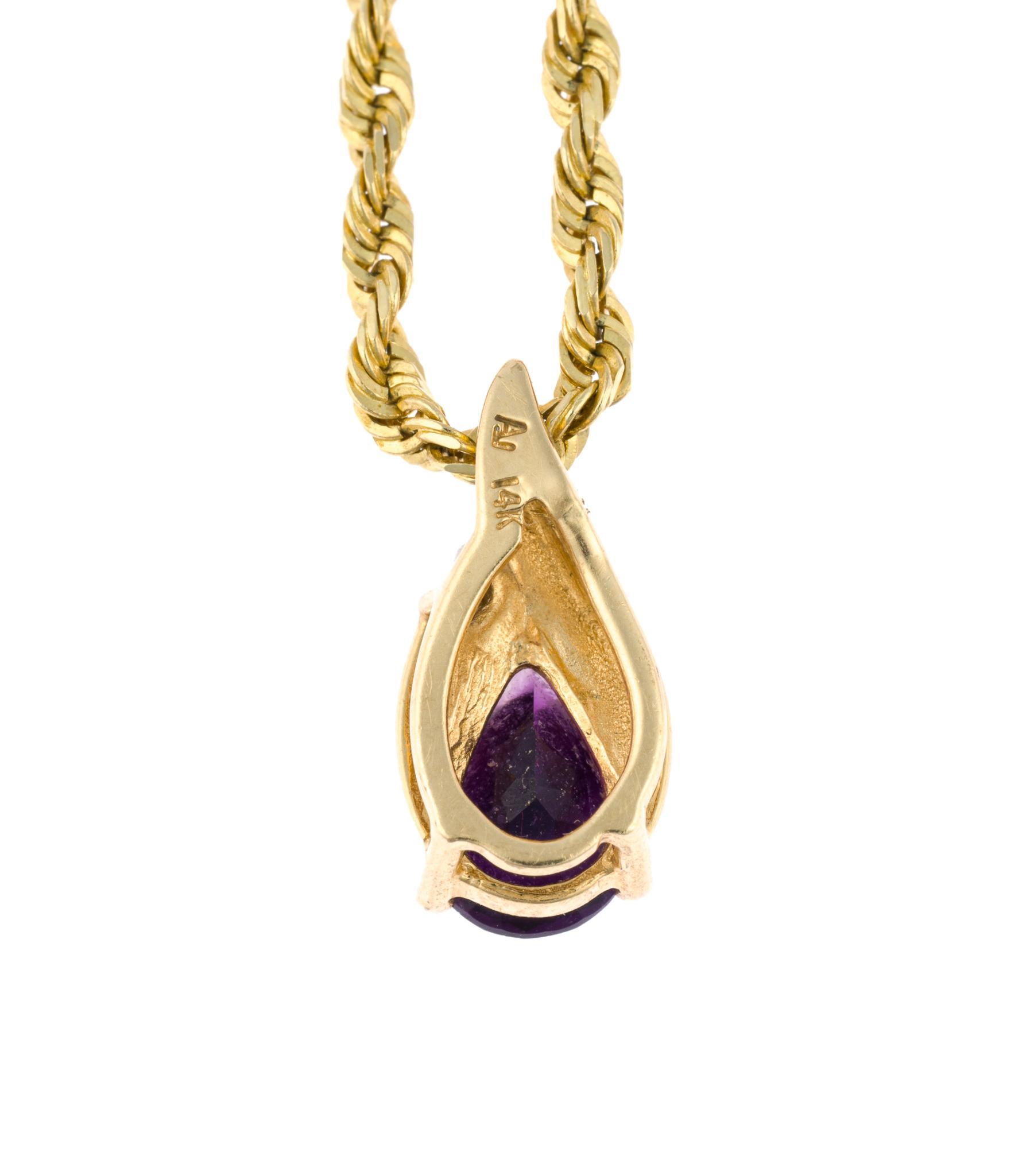 14K Gold and Amethyst Pendant Necklace