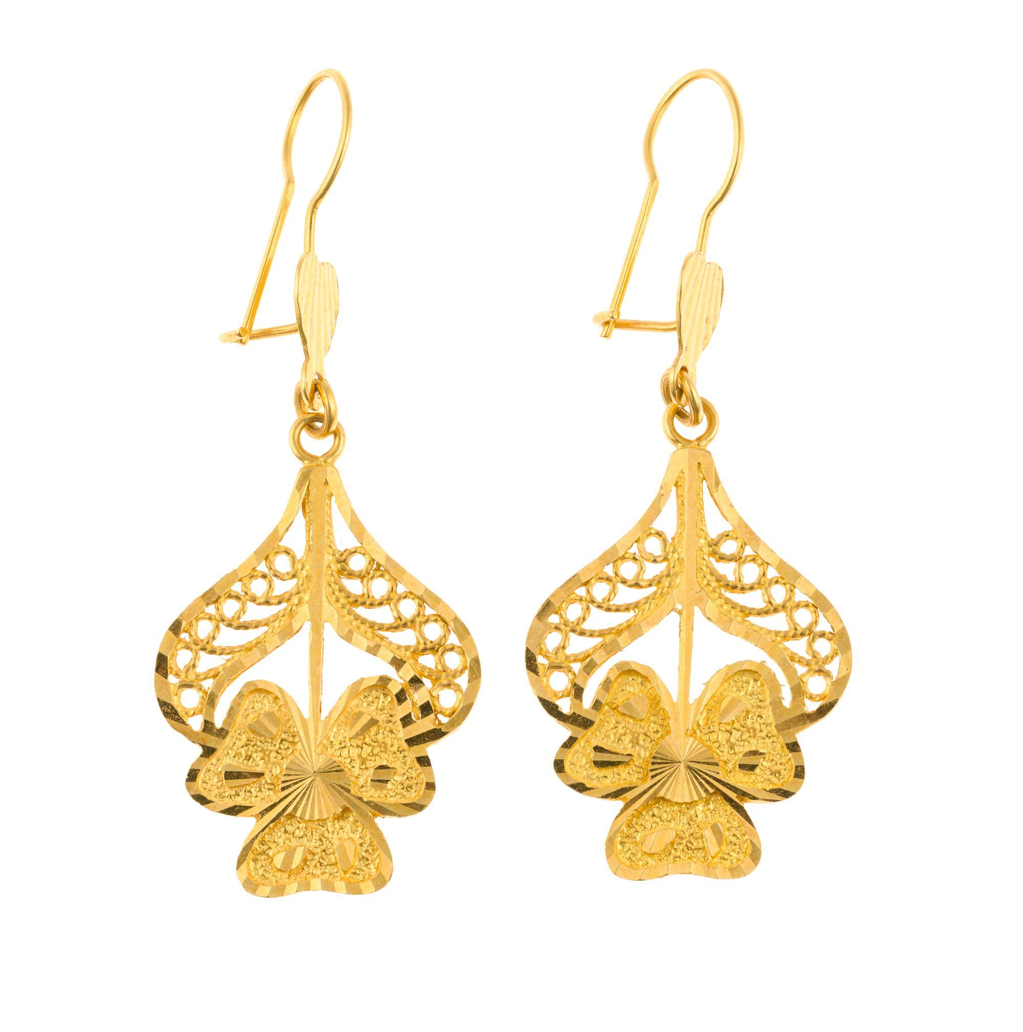 Portuguese 22K Gold Filigree Earrings