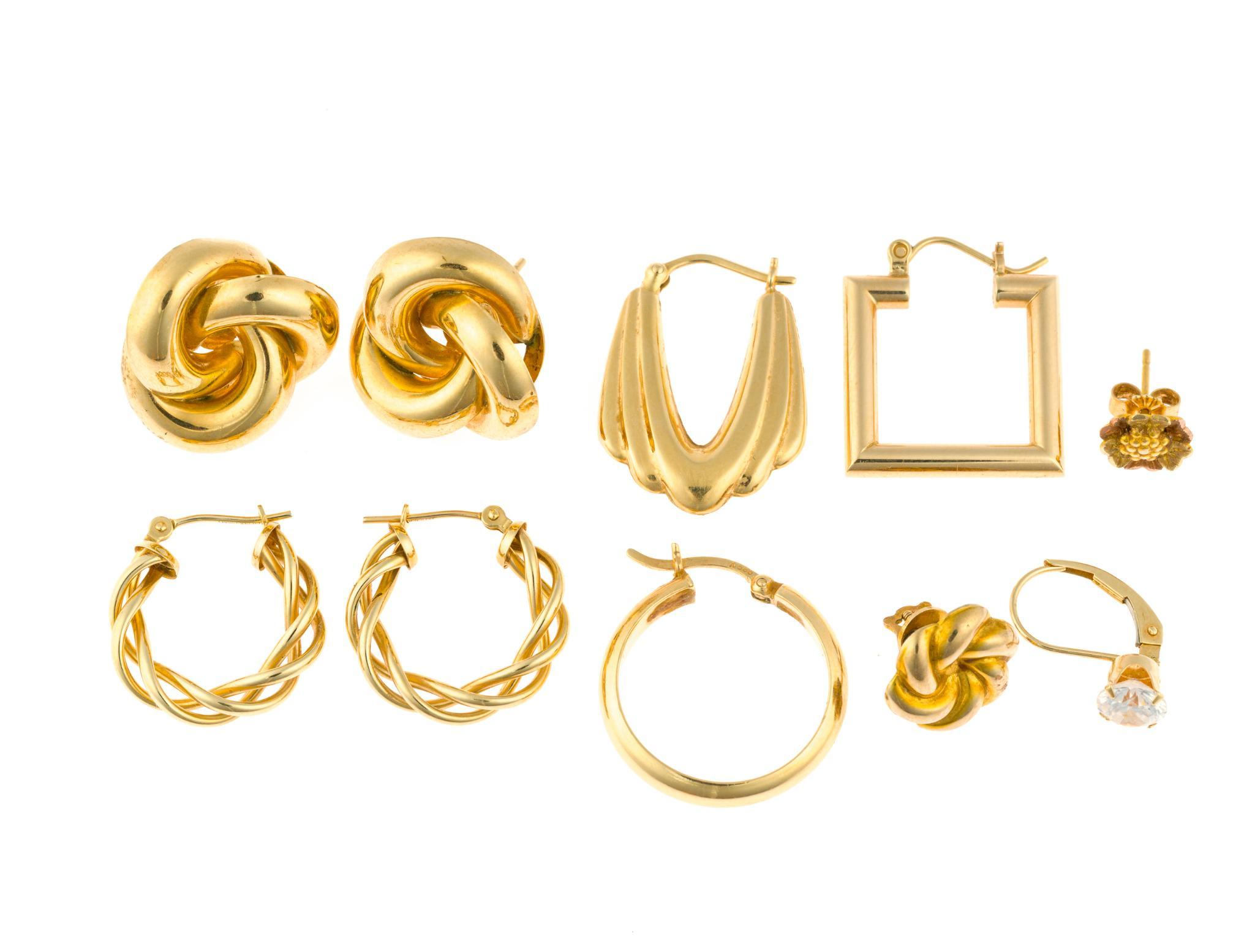 14K and 10K Gold Hoop and Stud Earrings