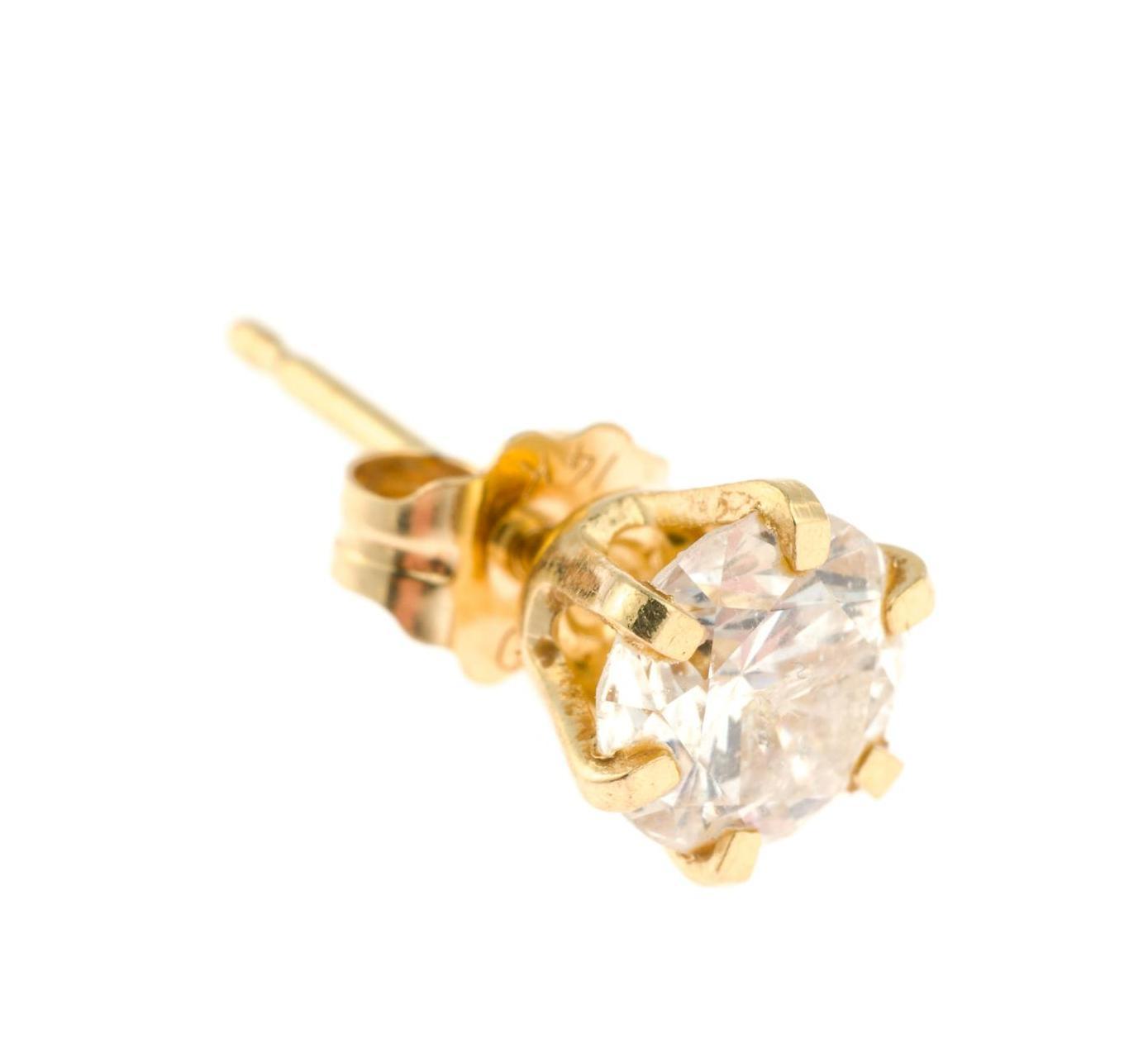 Single 14K Gold and .75 Ct Diamond Stud Earring