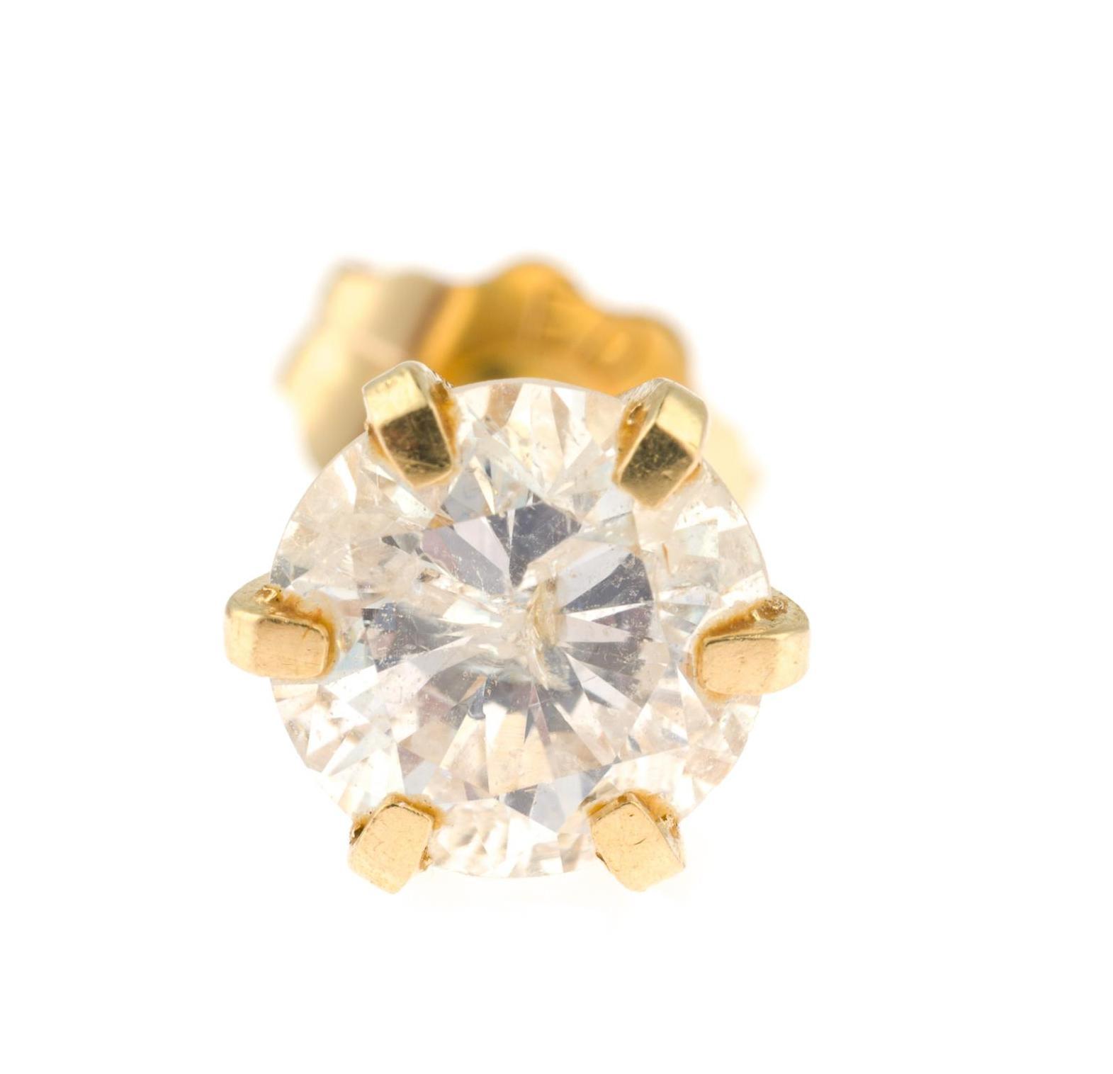 Single 14K Gold and .75 Ct Diamond Stud Earring