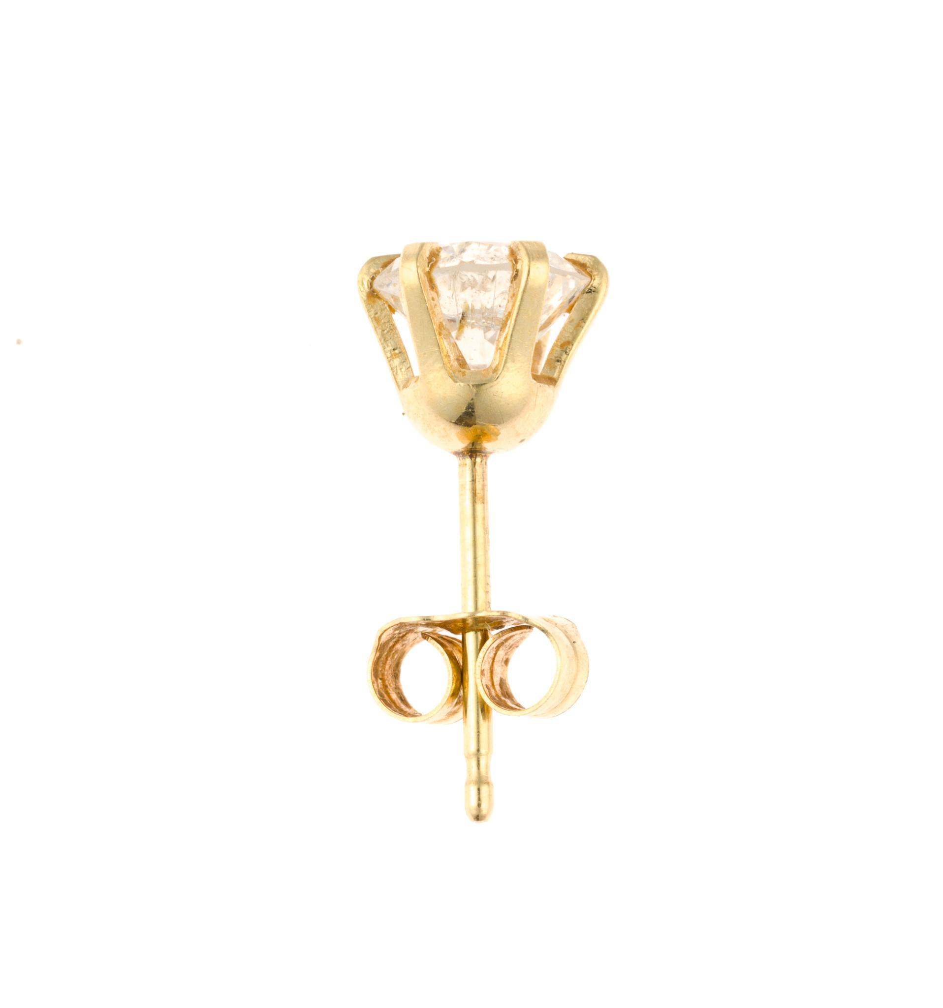 Single 14K Gold and .75 Ct Diamond Stud Earring