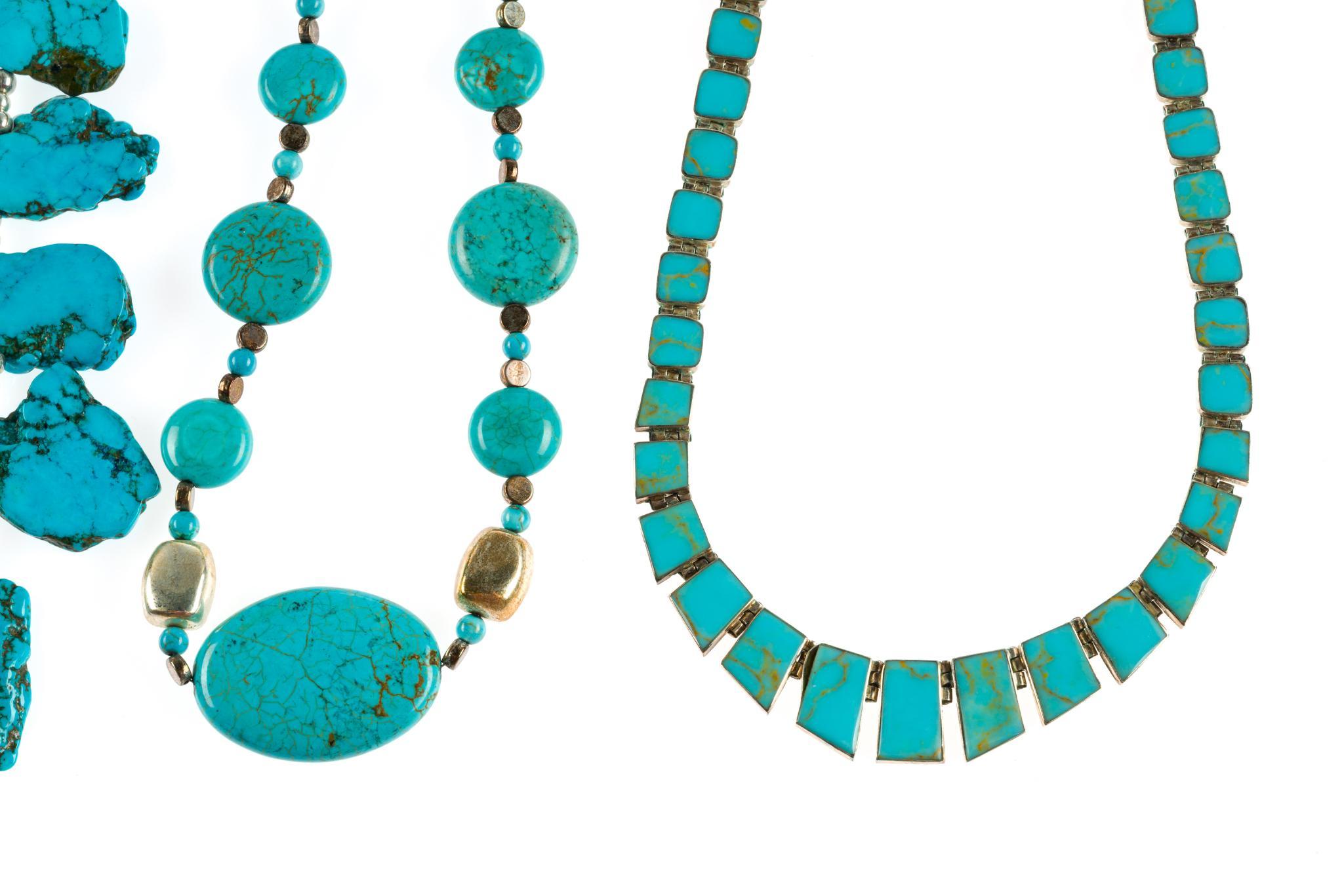 Four Sterling Silver and Turquoise Necklaces