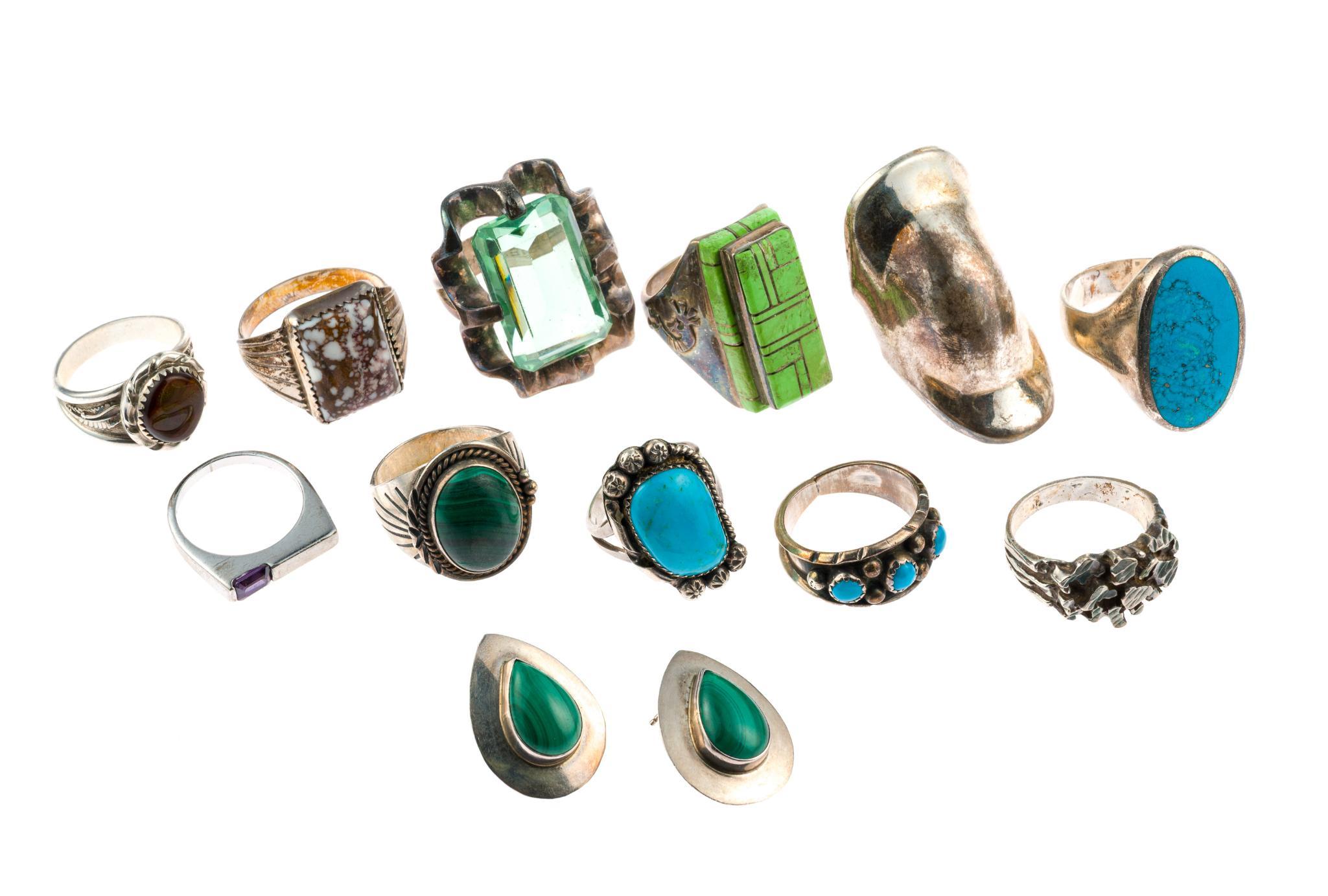 11 Sterling Silver Rings and Earrings