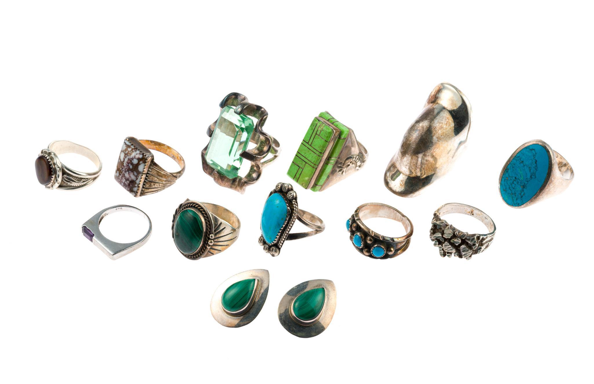 11 Sterling Silver Rings and Earrings