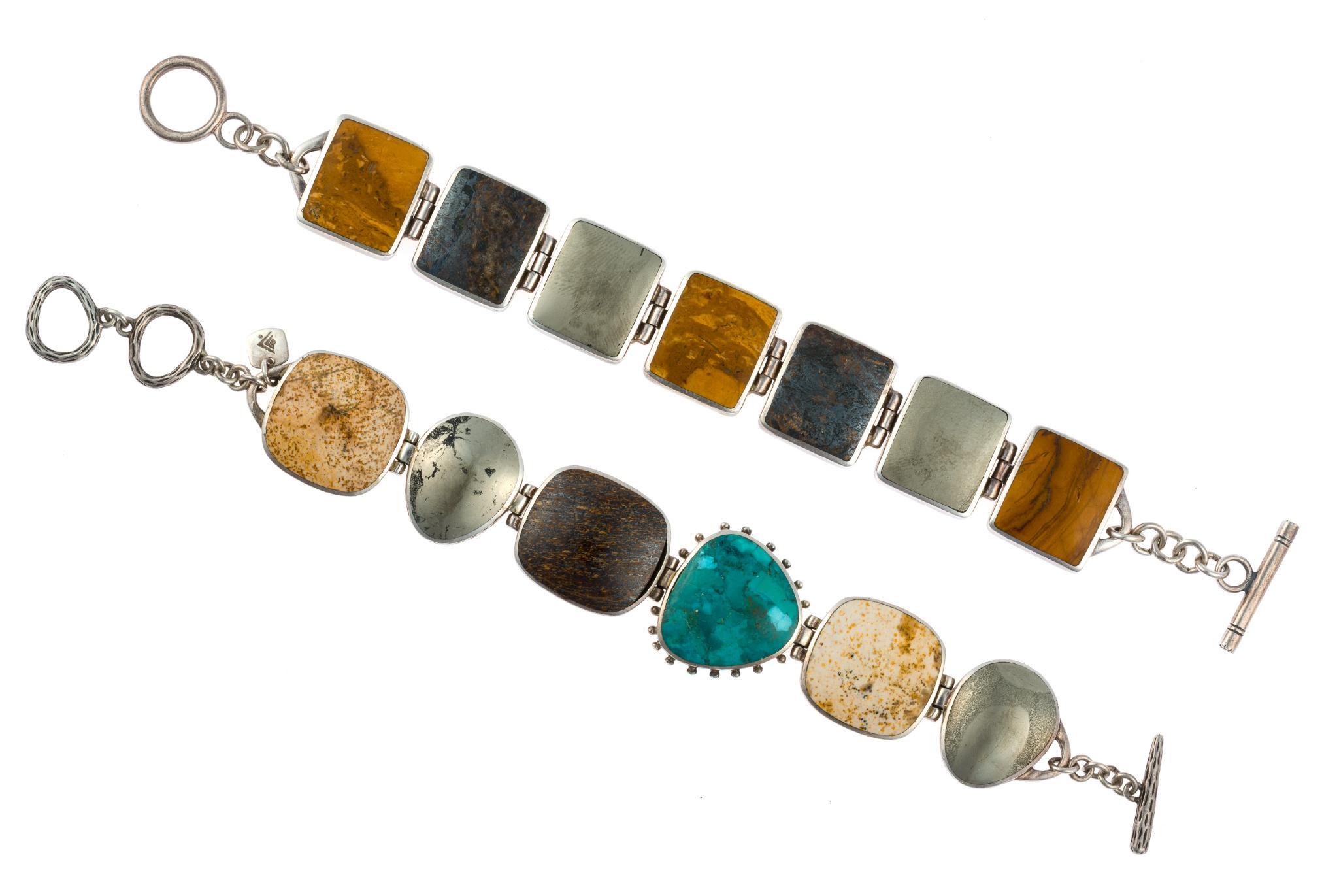 2 Sterling Silver and Gemstone Bracelets