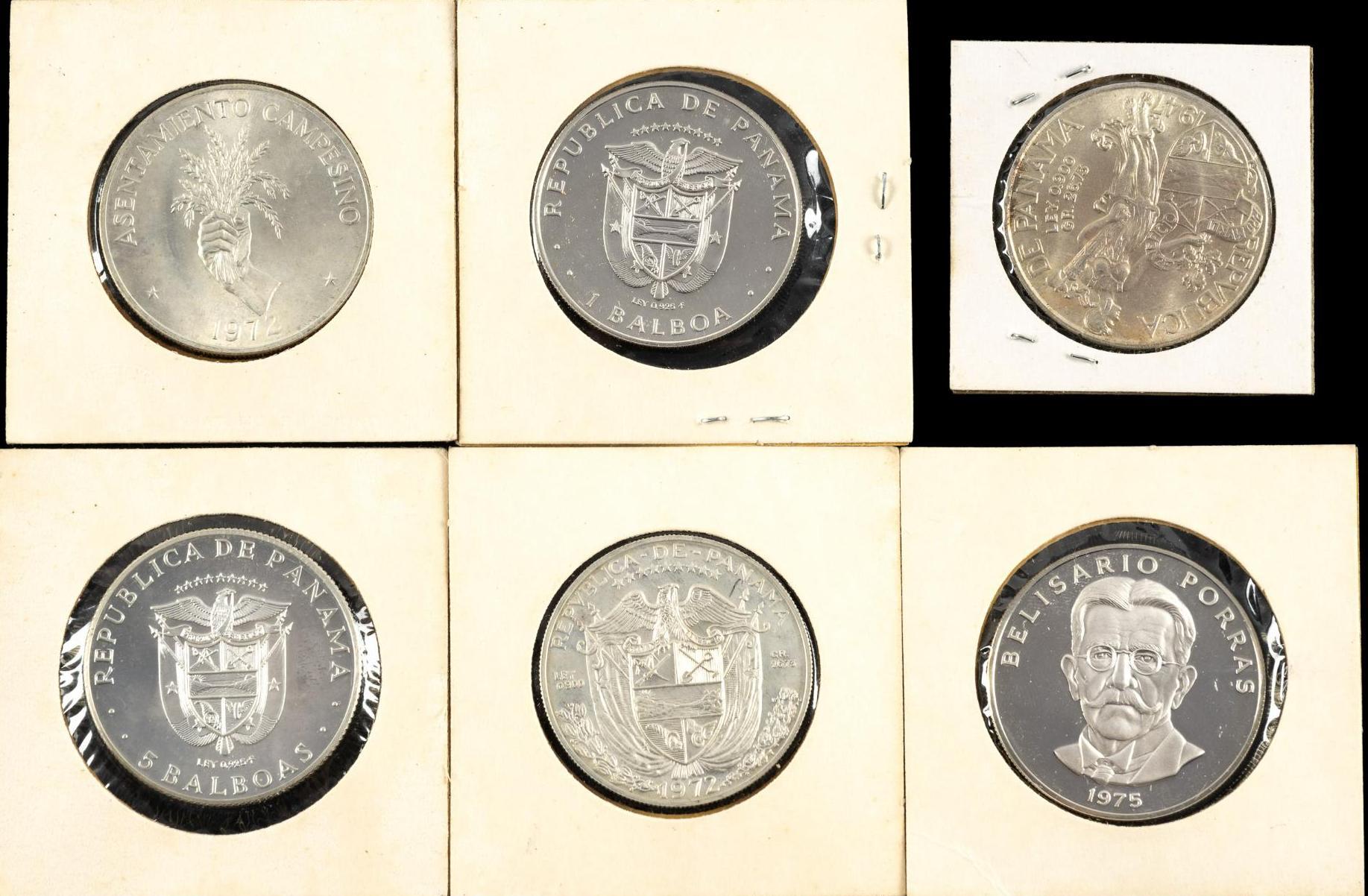 Six Silver Panama Balboa Coins
