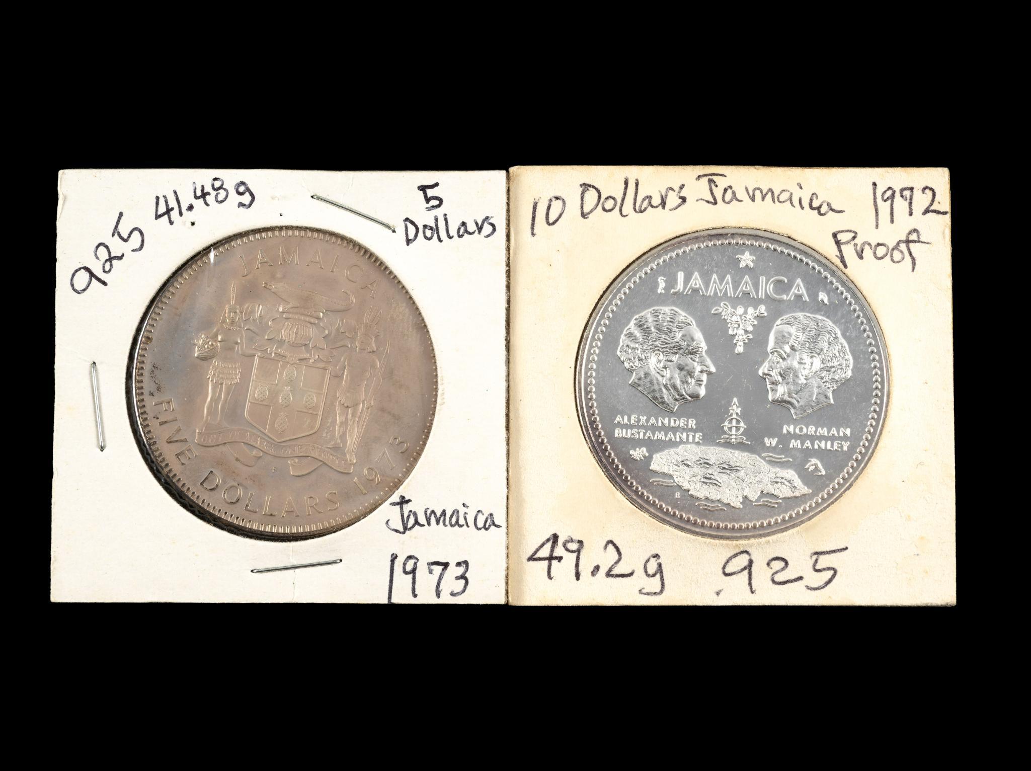 Two Large Sterling Silver Jamaica Coins