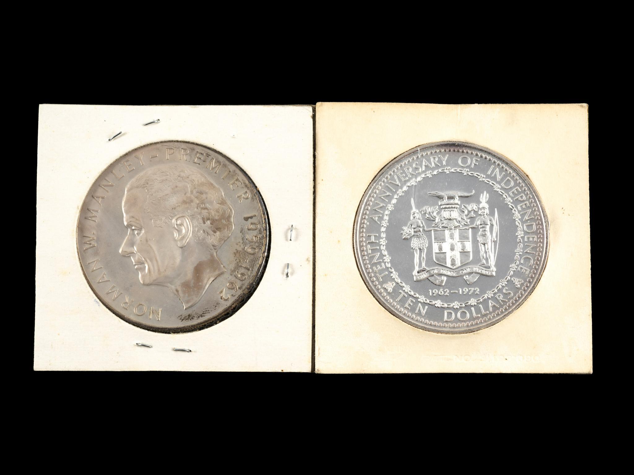 Two Large Sterling Silver Jamaica Coins