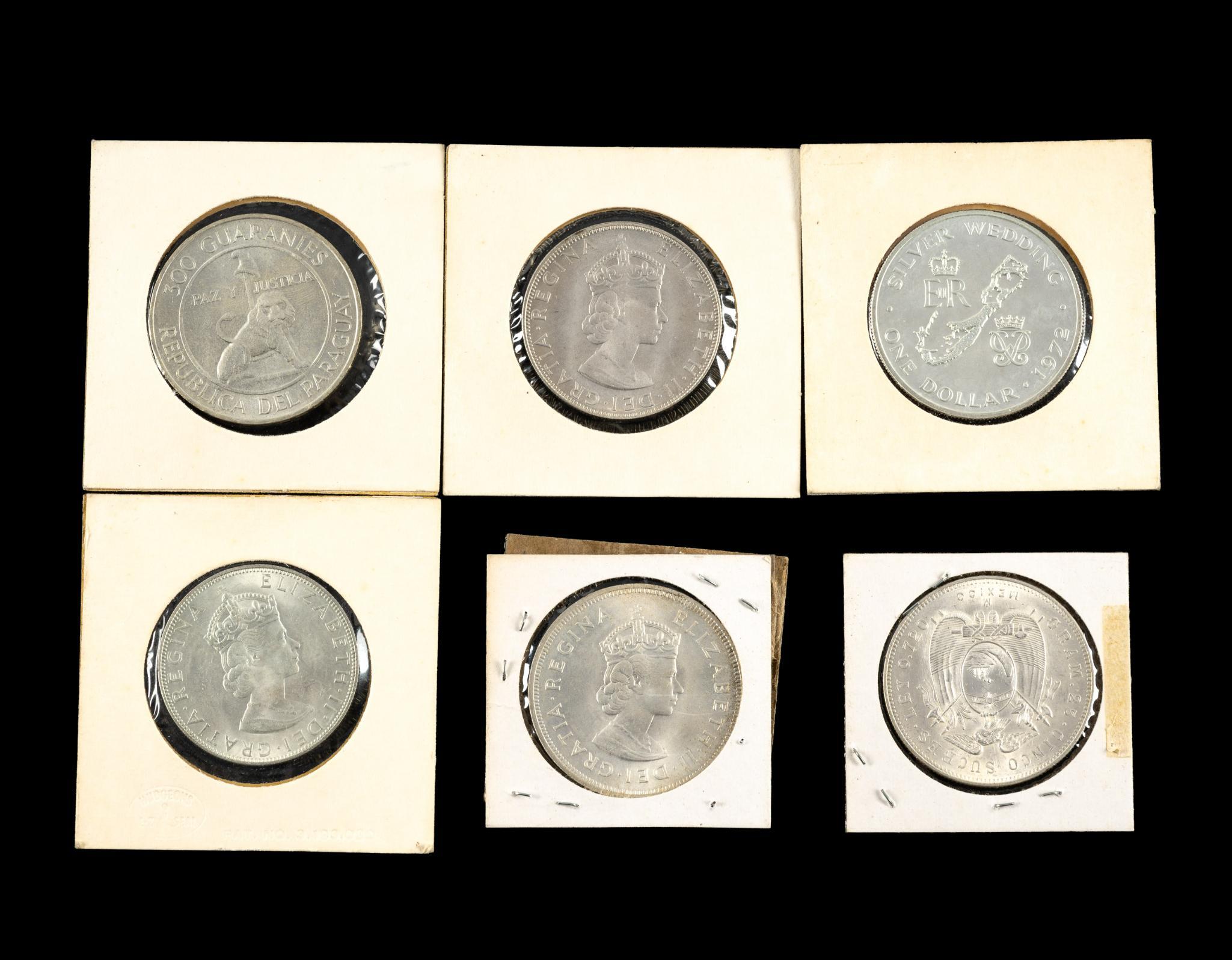 Six Uncirculated Silver Coins Paraguay Bermuda Ecuador