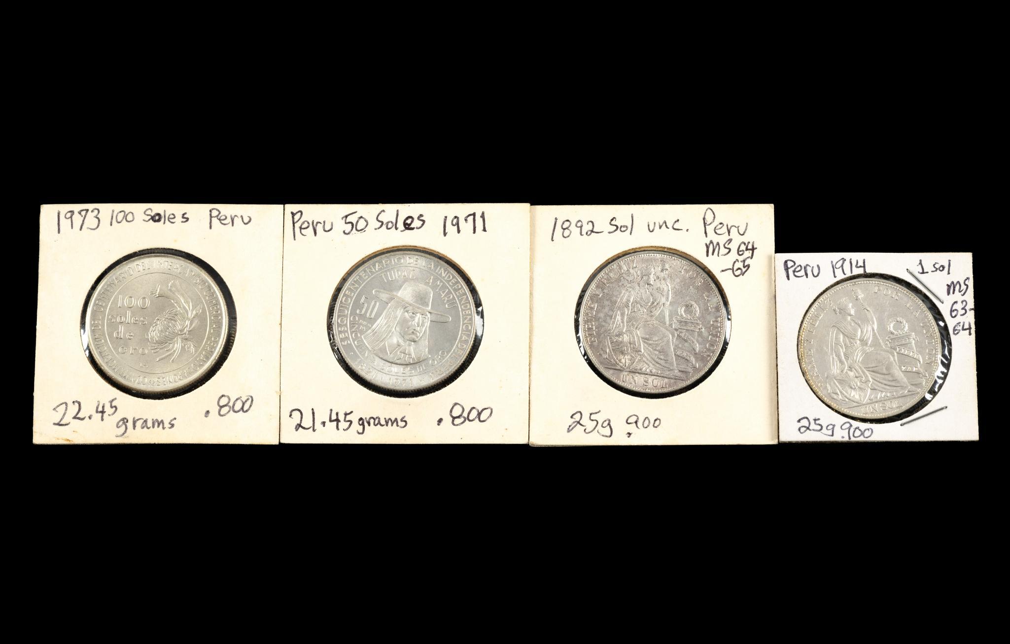 Four Silver Coins Peru