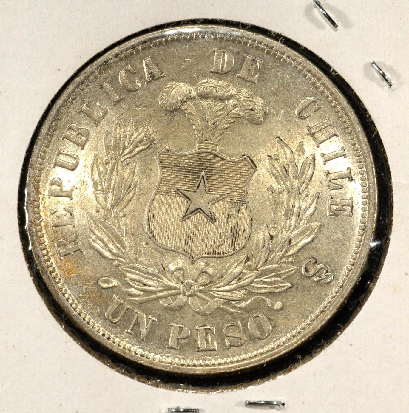 Three Silver Coins Columbia And 1881 Chile Peso