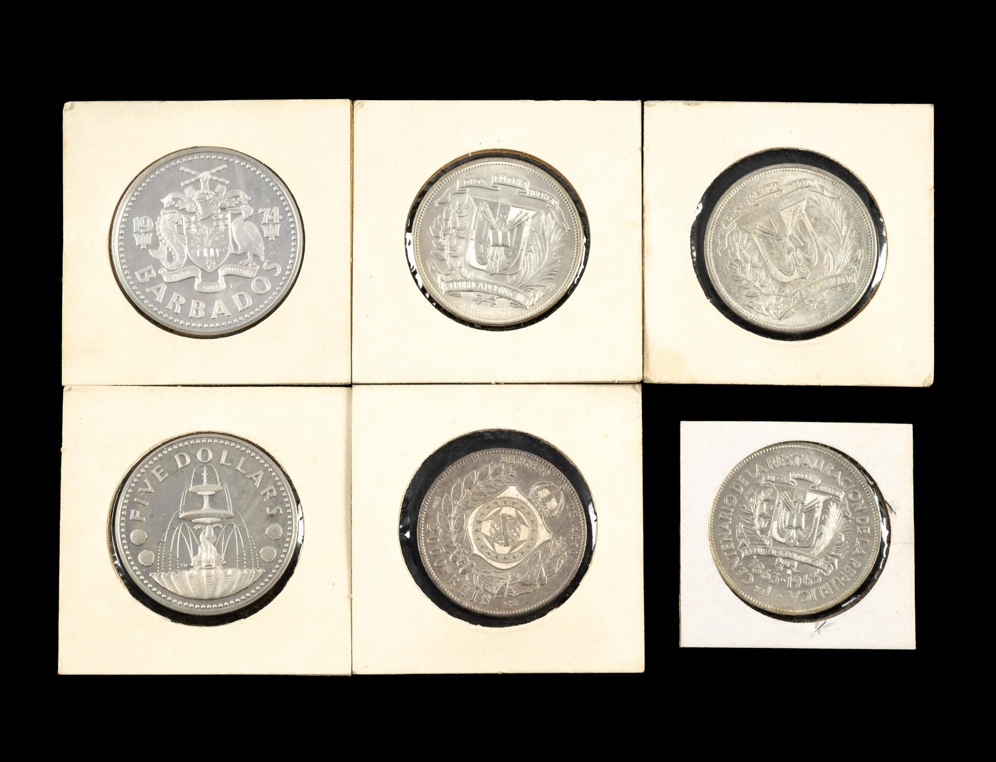 Silver Coins Barbados Brazil Dominican Republic
