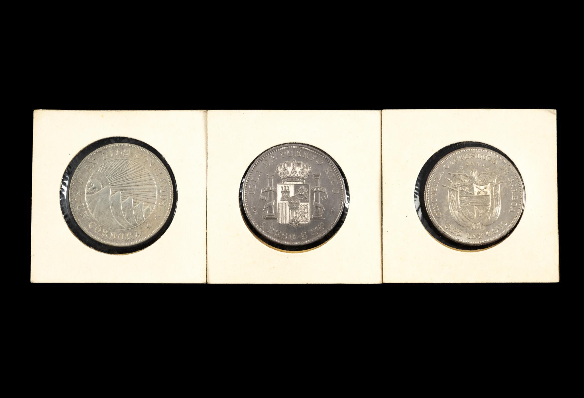 Silver Coins Panama Nicaragua And 1895 Puerto Rico Peso