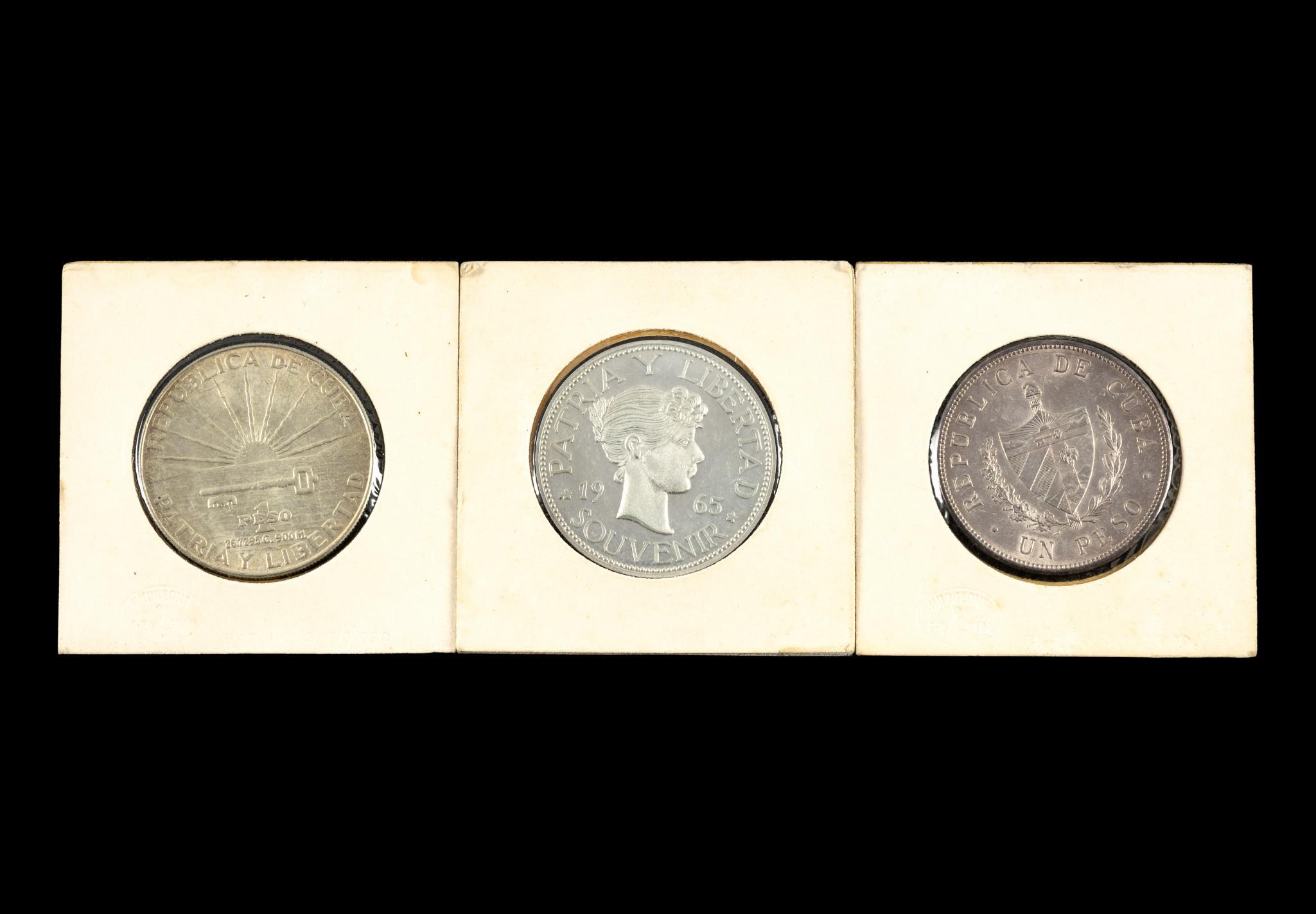 1915 Uncirculated Cuba Silver Peso And two Others