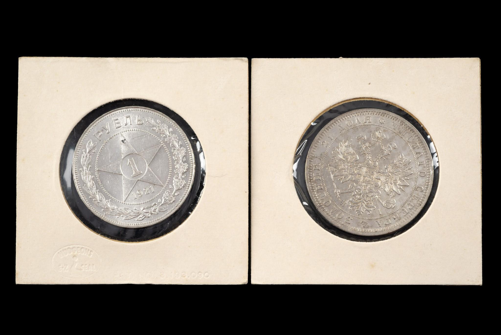 Two Silver Russian Rubles 1868 And 1921