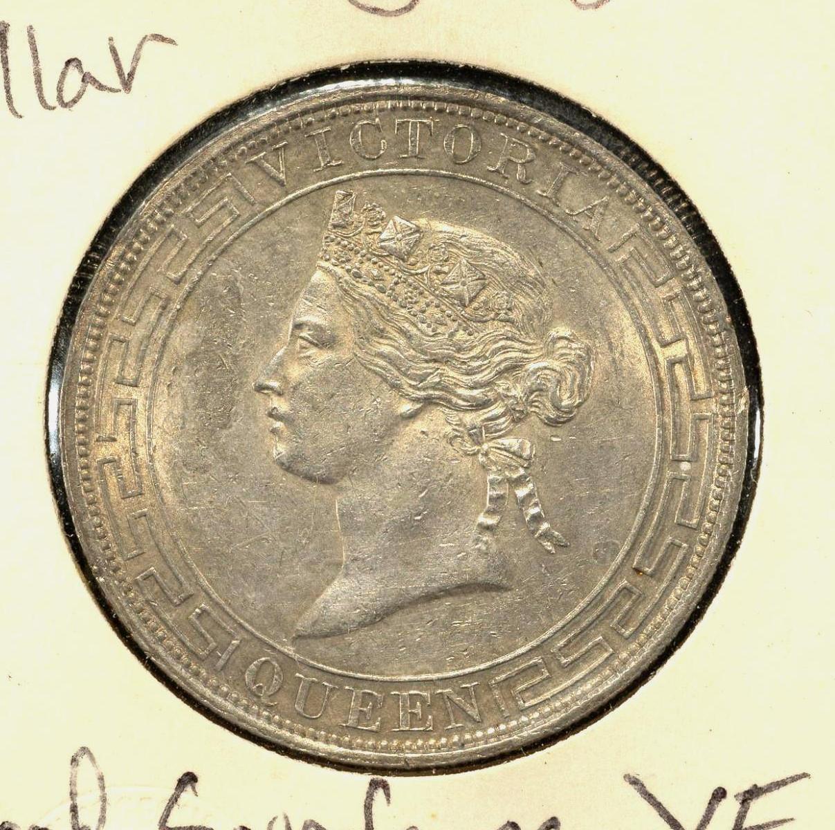 Silver Coins 1867 Hong Kong Sar Dollar Japanese Yen Britain Crown