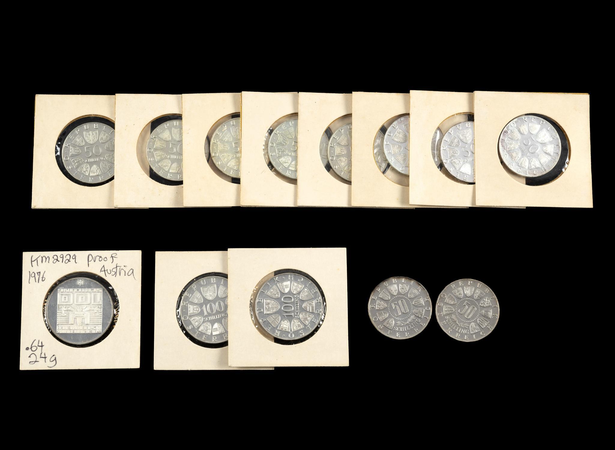 Fourteen Silver Austria Coins