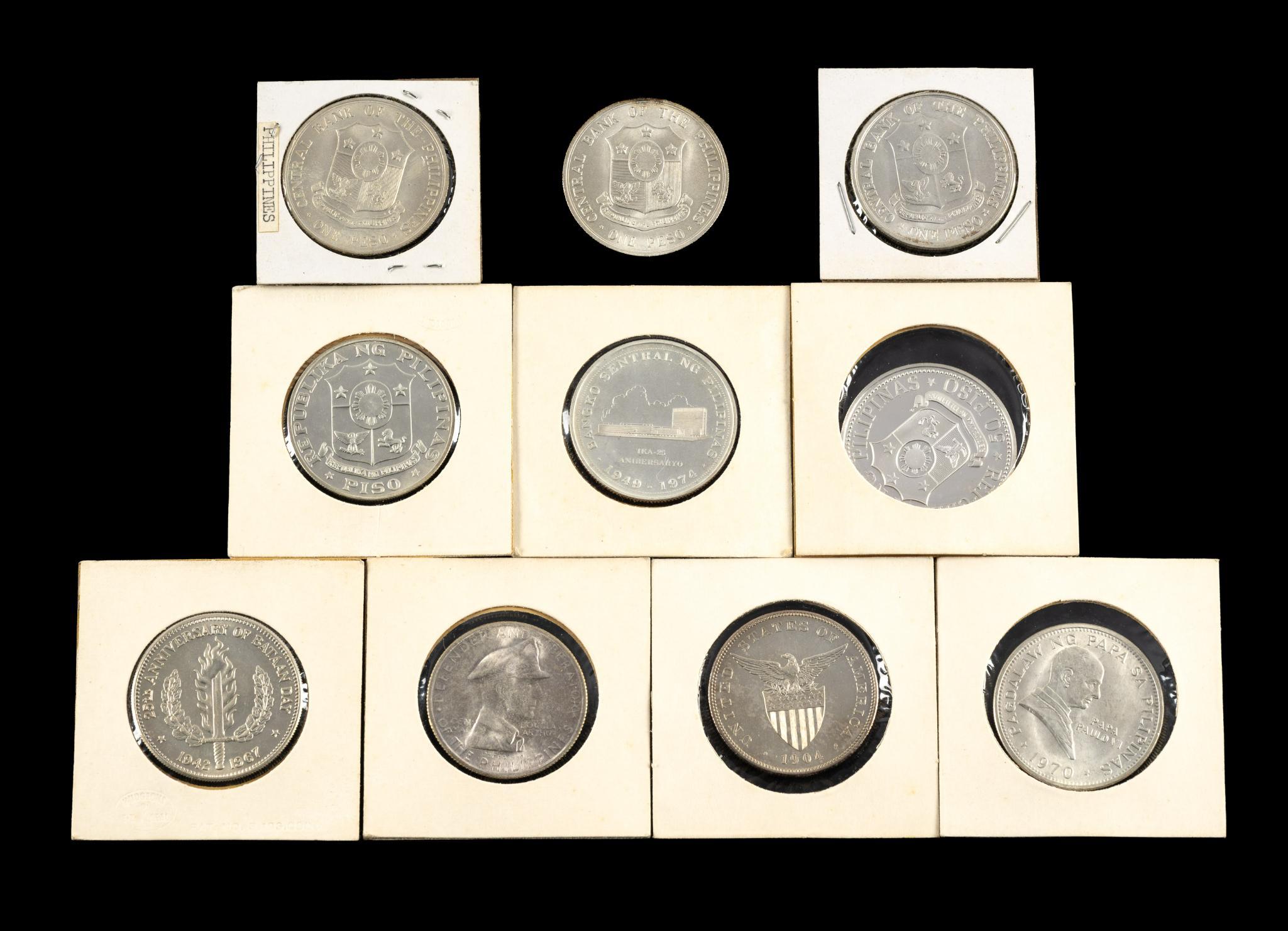 Ten Silver Philippines Coins