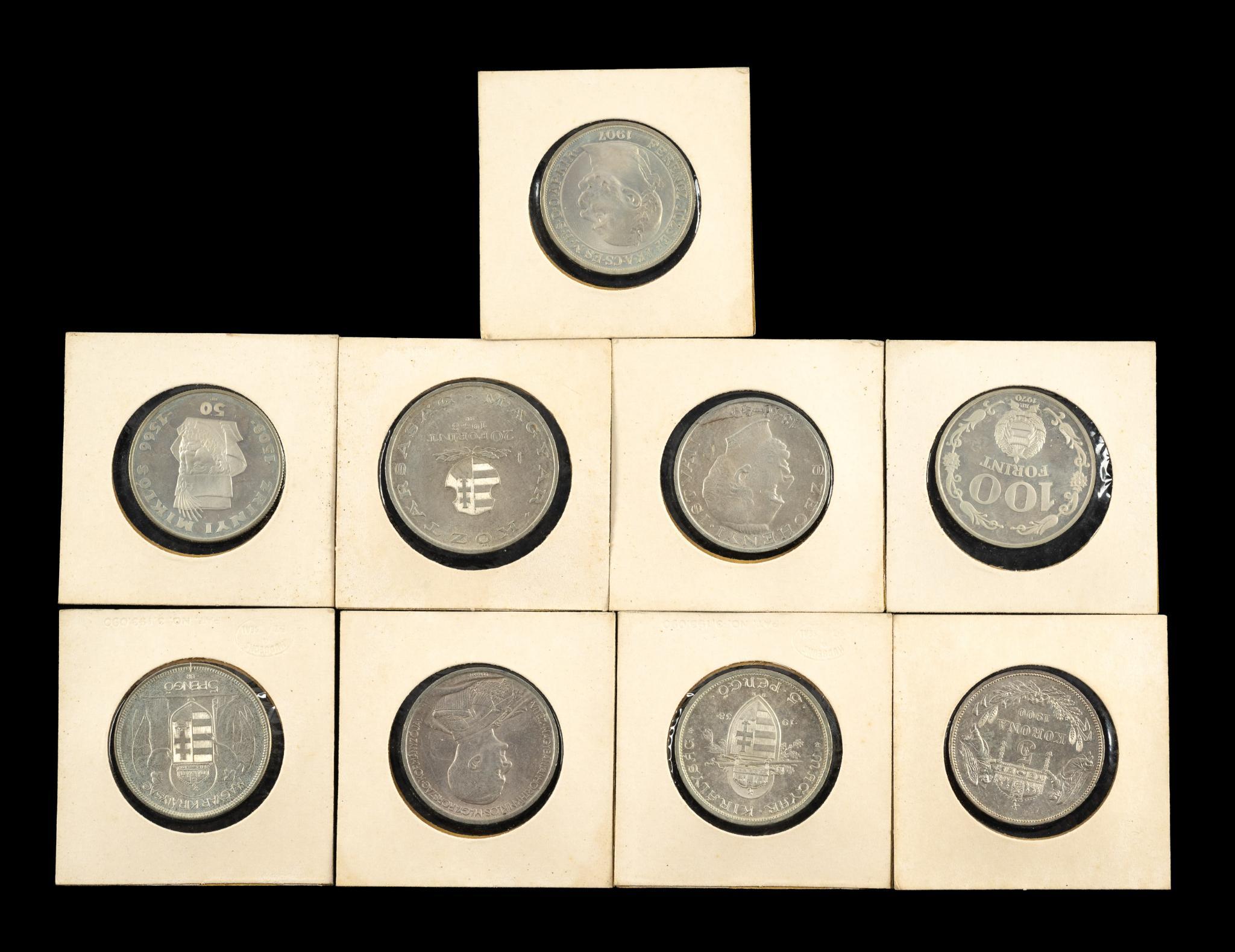 Nine Uncirculated Silver Coins Hungary