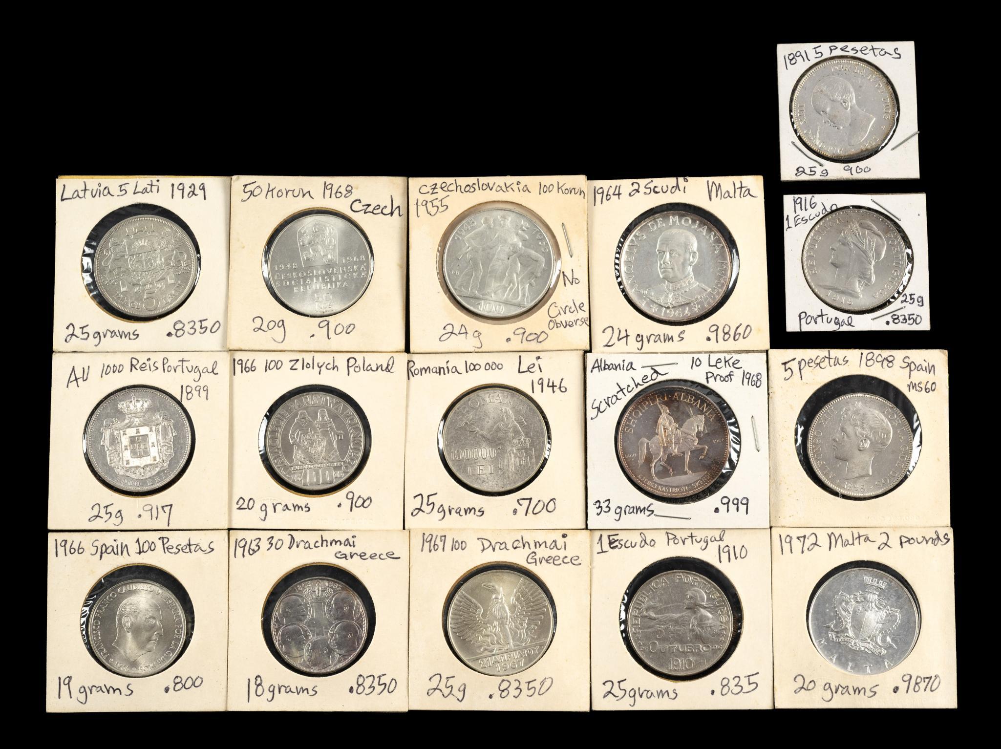 Sixteen Uncirculated Silver European Coins