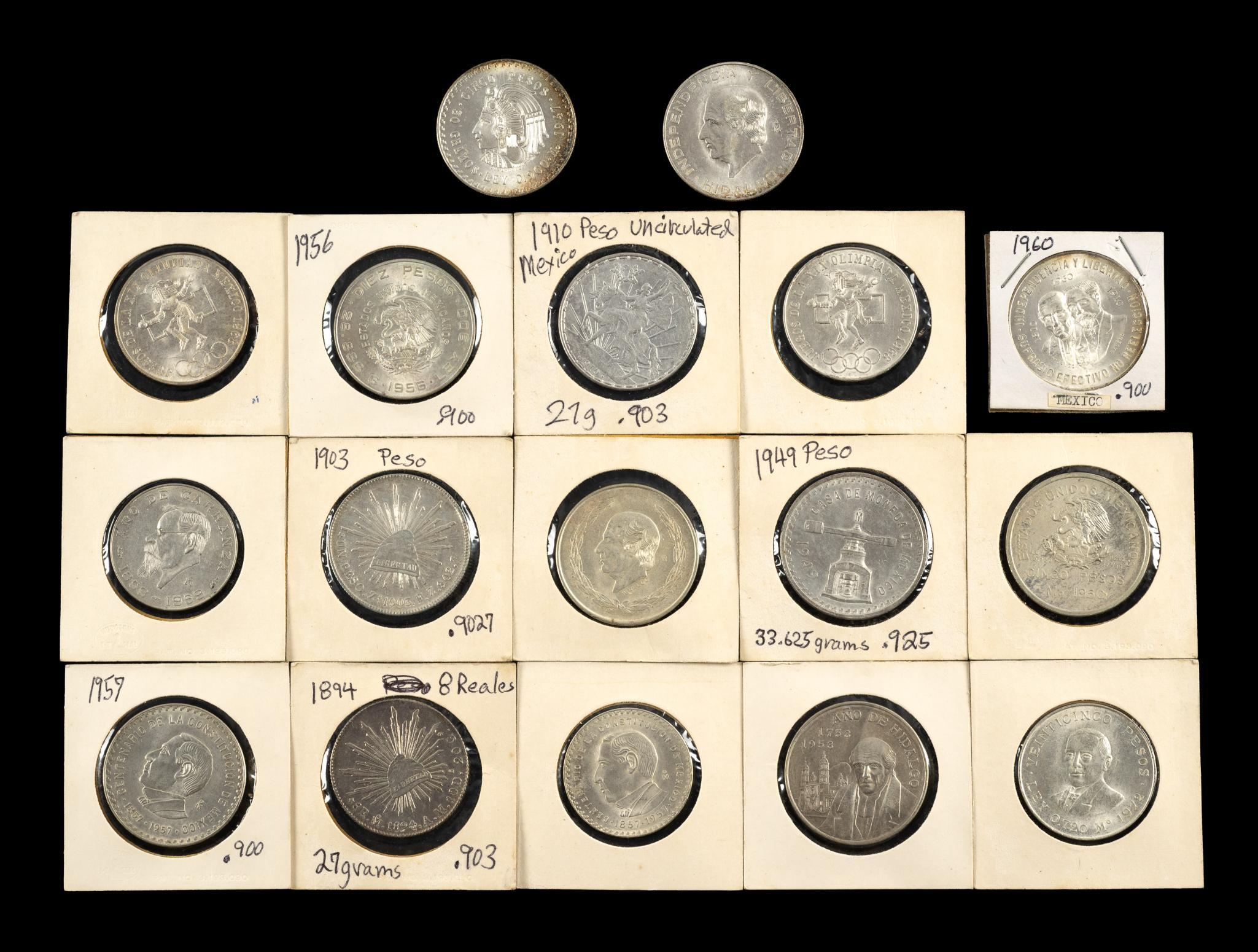 Seventeen Silver Mexico Coins