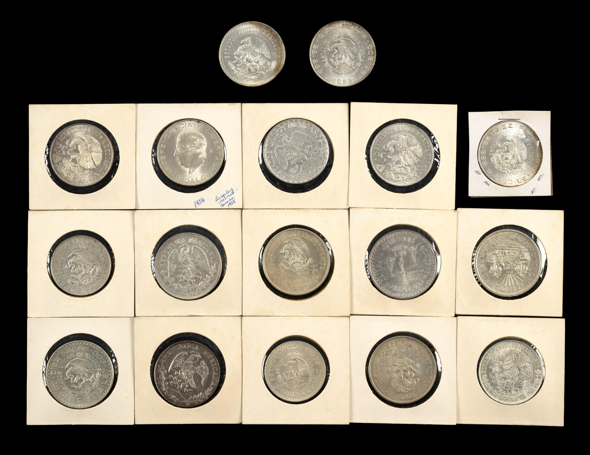 Seventeen Silver Mexico Coins
