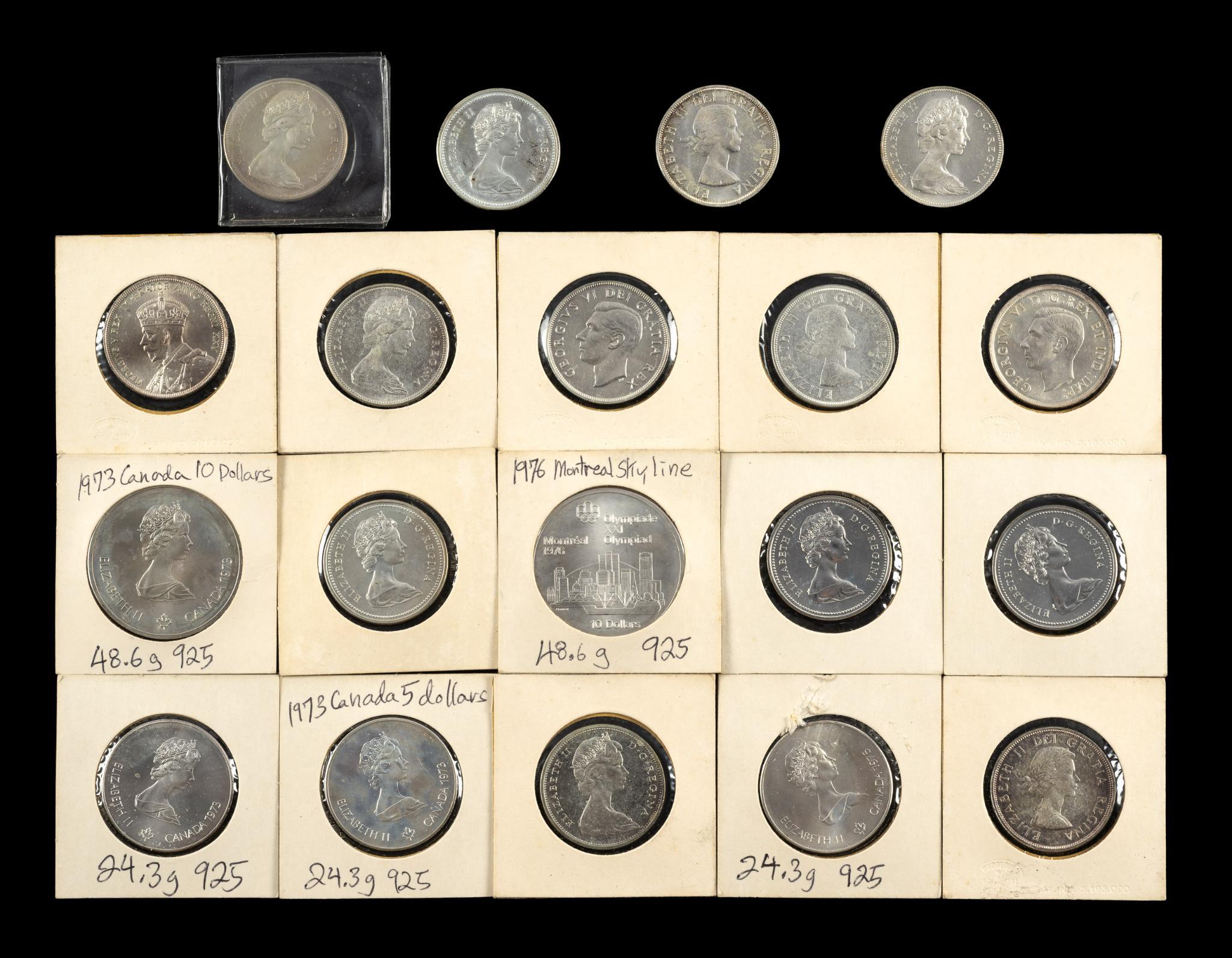 Nineteen Silver Canada Dollar Coins